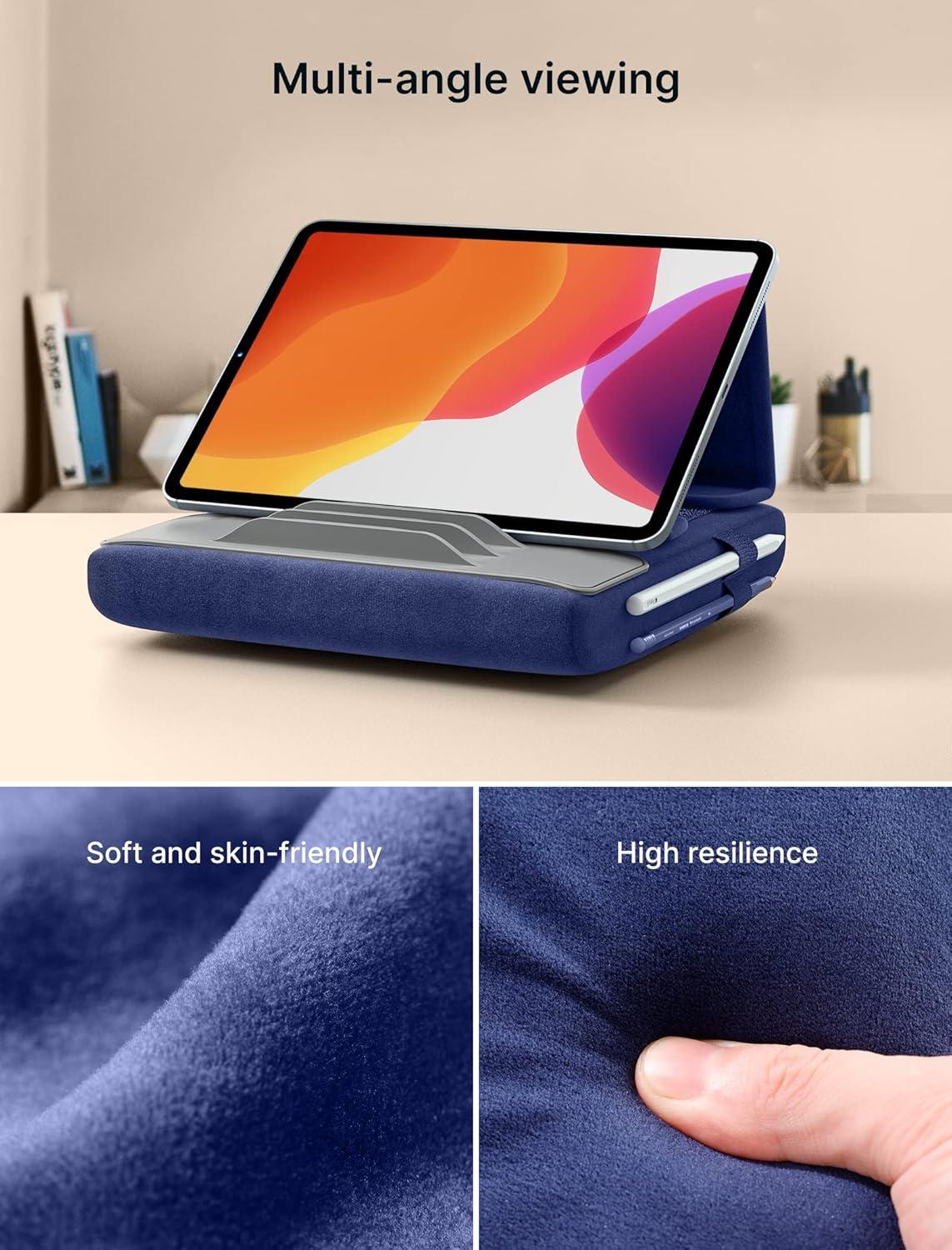 imageJSAUX Tablet Pillow Stand Tablet Stand Holder Dock for Lap Bed and Desk Compatible with iPad Pro 11 105 97 102 Air Mini Kindle Tablets Phones EReader Books and More 411 devices Navy BlueNavy Blue
