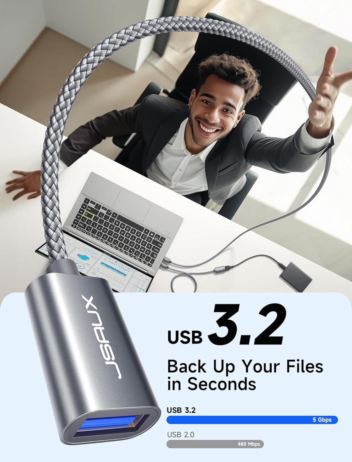 imageJSAUX USB 30 Extension Cable 33FT USB A Male to Female Extension Cord Durable Braided Material Fast Data Transfer Compatible with USB KeyboardMouseFlash Drive Hard Drive XboxGreyGrey