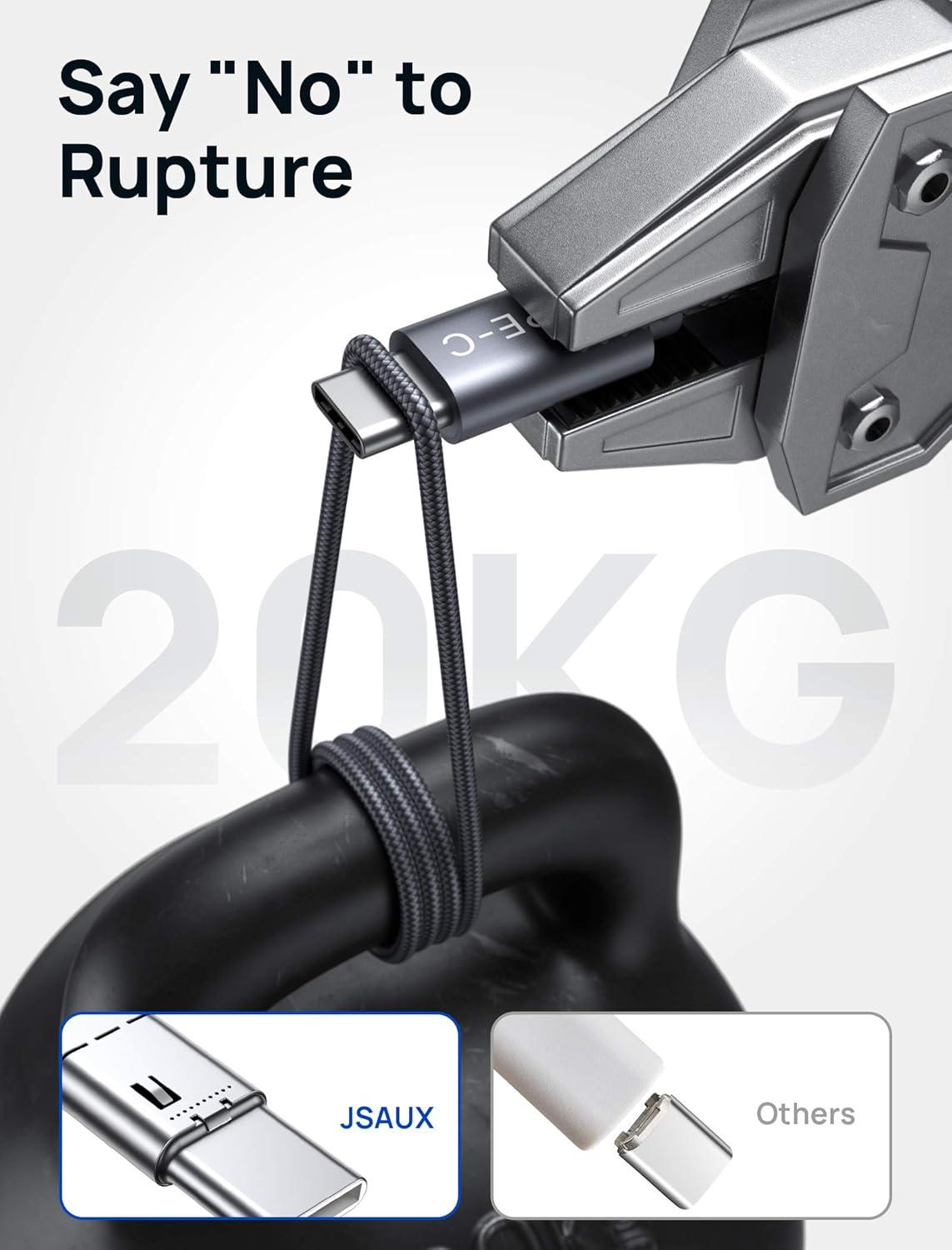 imageJSAUX USB A to USB C Cable 3Pack 66Ft 31A Fast Charging Cord Type C Charge Cable Compatible with CarPlayiPhone 171615PlusProSamsung Galaxy S20S10S9S8 Note 109 LG PS5 USB C ChargerGrey