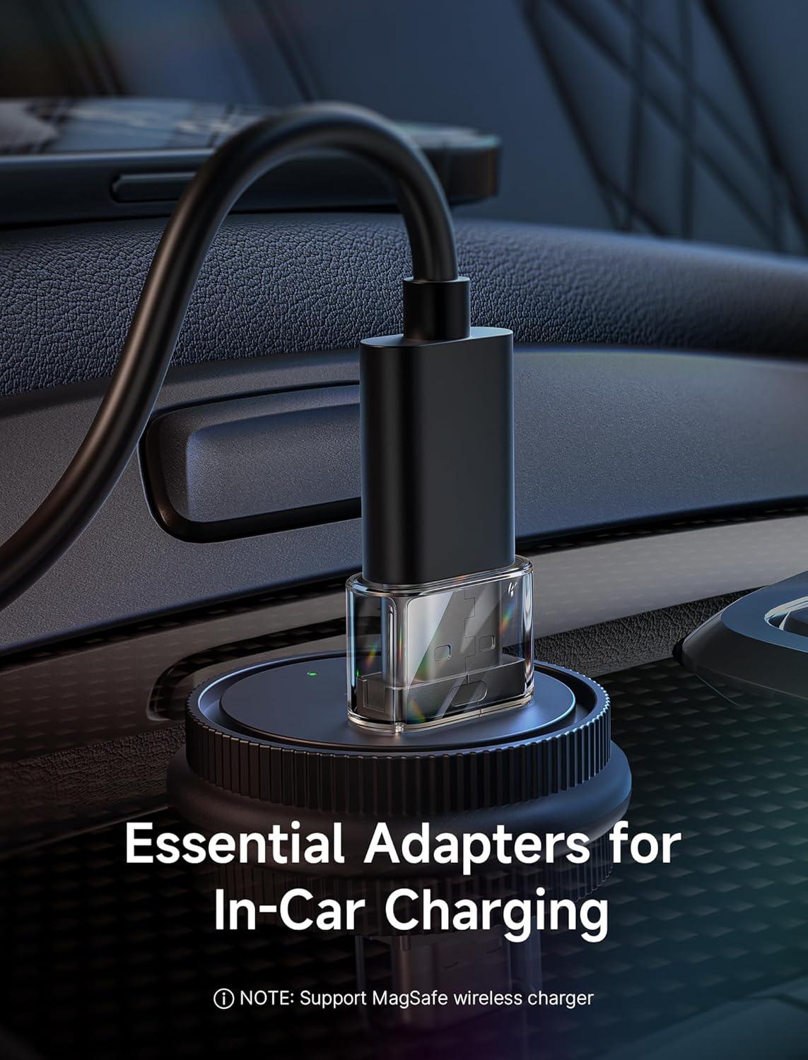 imageJSAUX USB C Female to USB Male Adapter 4Pack 31A Fast Charging Compatible with iPhone 15 14 13 Pro Max Apple Watch Galaxy Watch Samsung S24 S23 S22 CarPlay Android AutoObsidian