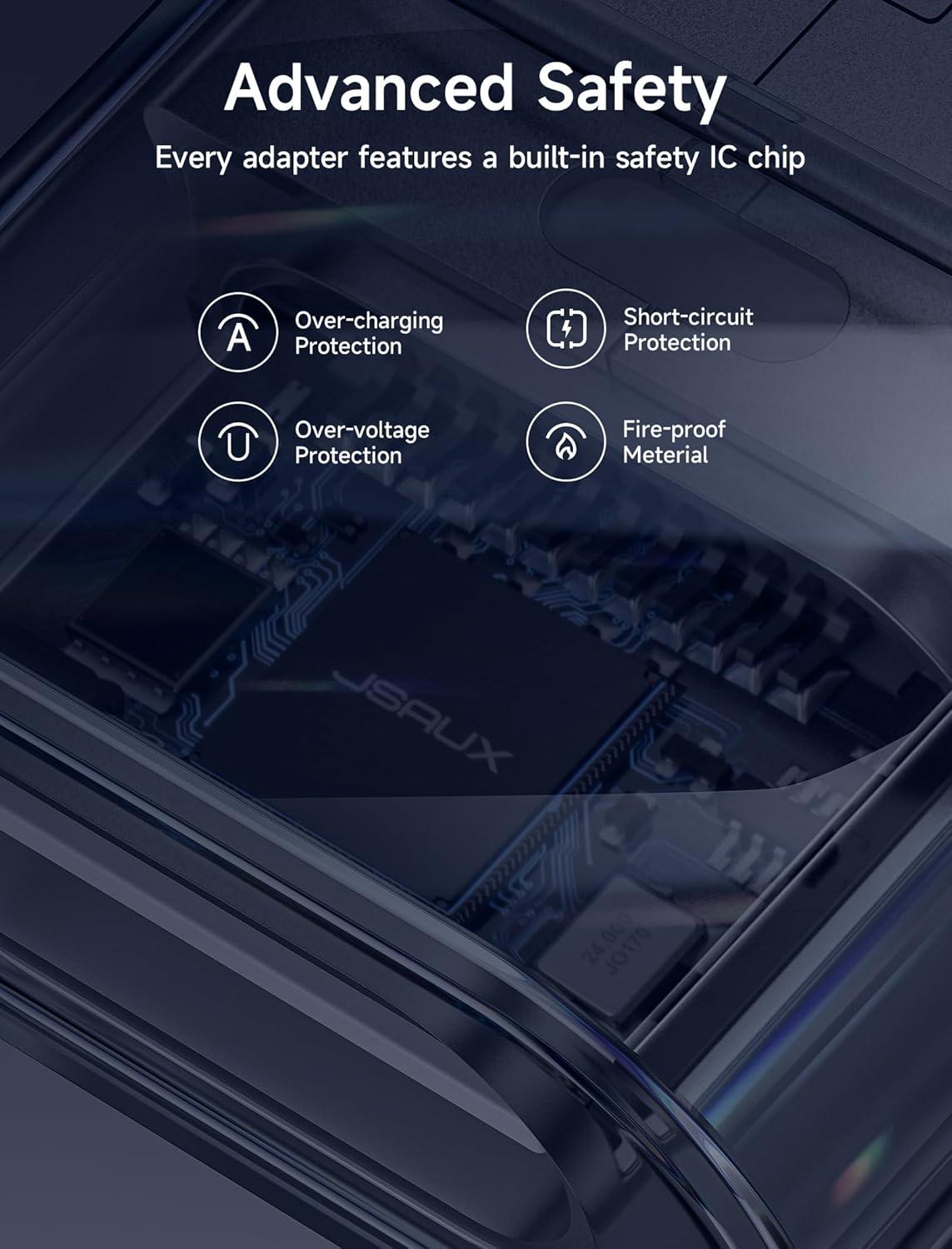 imageJSAUX USB C Female to USB Male Adapter 4Pack 31A Fast Charging Compatible with iPhone 15 14 13 Pro Max Apple Watch Galaxy Watch Samsung S24 S23 S22 CarPlay Android AutoObsidian