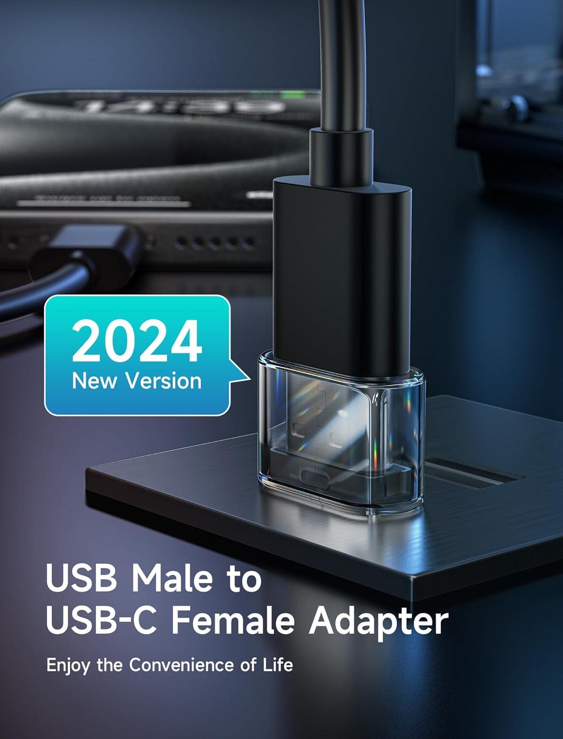 imageJSAUX USB C Female to USB Male Adapter 4Pack 31A Fast Charging Compatible with iPhone 15 14 13 Pro Max Apple Watch Galaxy Watch Samsung S24 S23 S22 CarPlay Android AutoObsidian