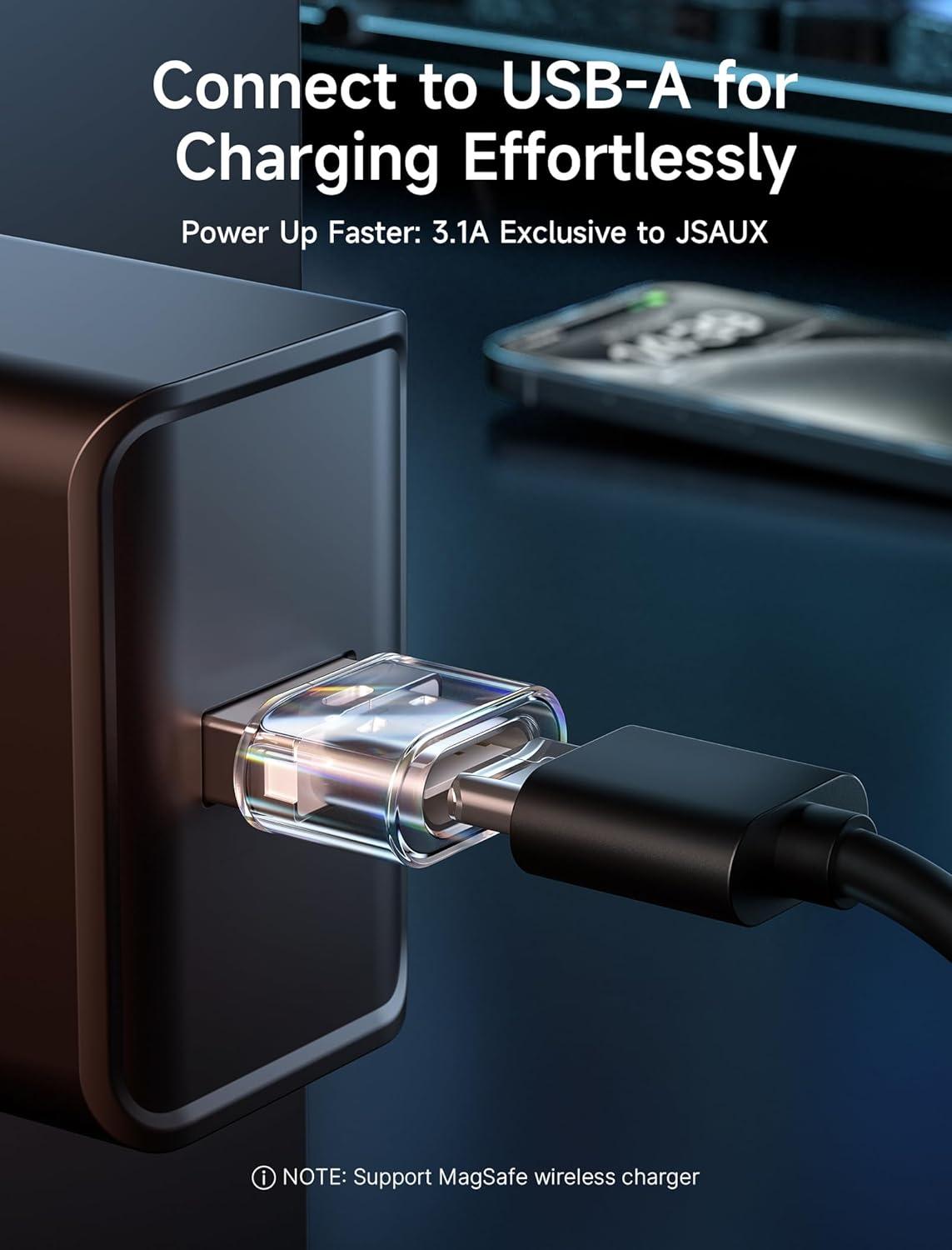 imageJSAUX USB C Female to USB Male Adapter 4Pack 31A Fast Charging Compatible with iPhone 16 15 14 13 Pro Max Apple Watch Samsung Galaxy S24 S23 Car Play Android AutoCrystal