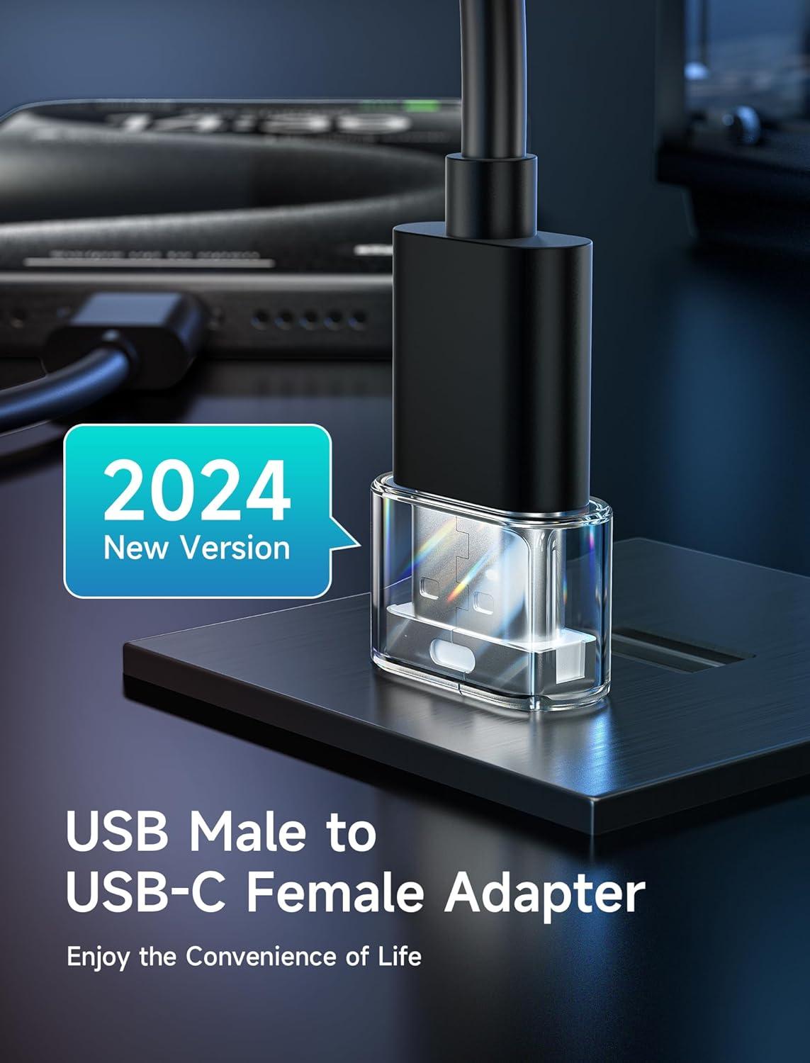 imageJSAUX USB C Female to USB Male Adapter 4Pack 31A Fast Charging Compatible with iPhone 16 15 14 13 Pro Max Apple Watch Samsung Galaxy S24 S23 Car Play Android AutoCrystal