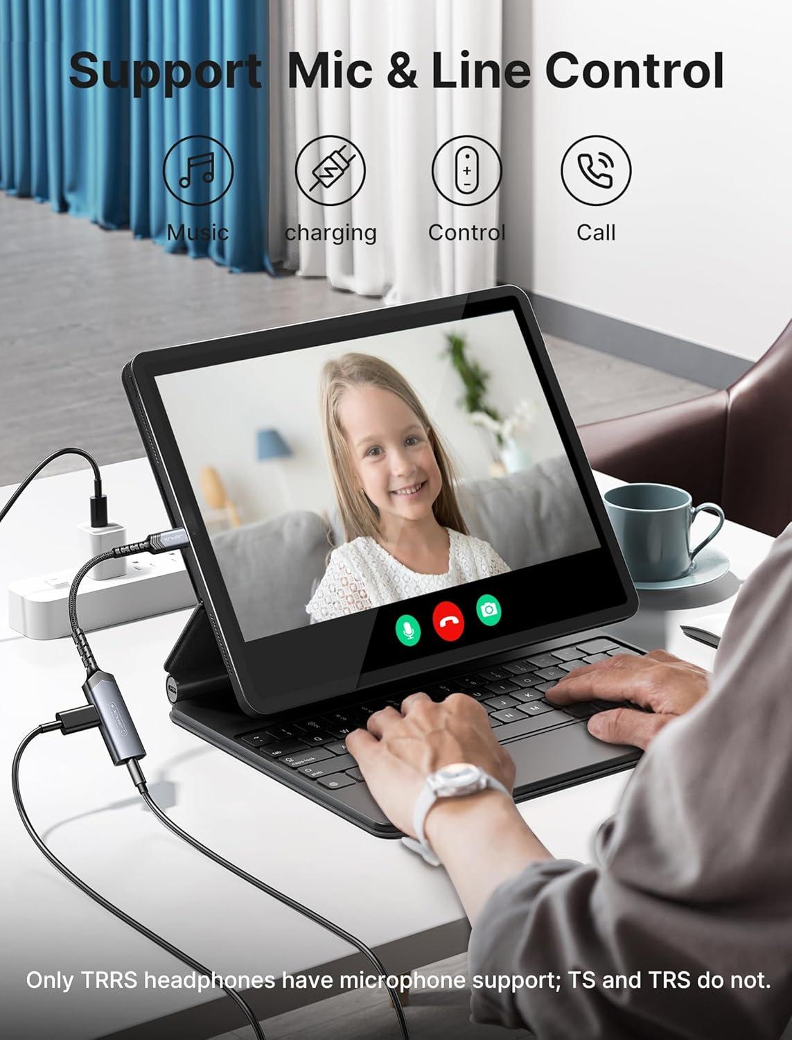 imageJSAUX USB C Headphone Adapter and Charger 2in1 Type to 35mm Audio with PD 60W Fast Charging for iPhone 16 Pro16 Pro Max1616 Plus15 Pro Max15 ProSamsung S24S24S23S22S21iPad ProRedBlack