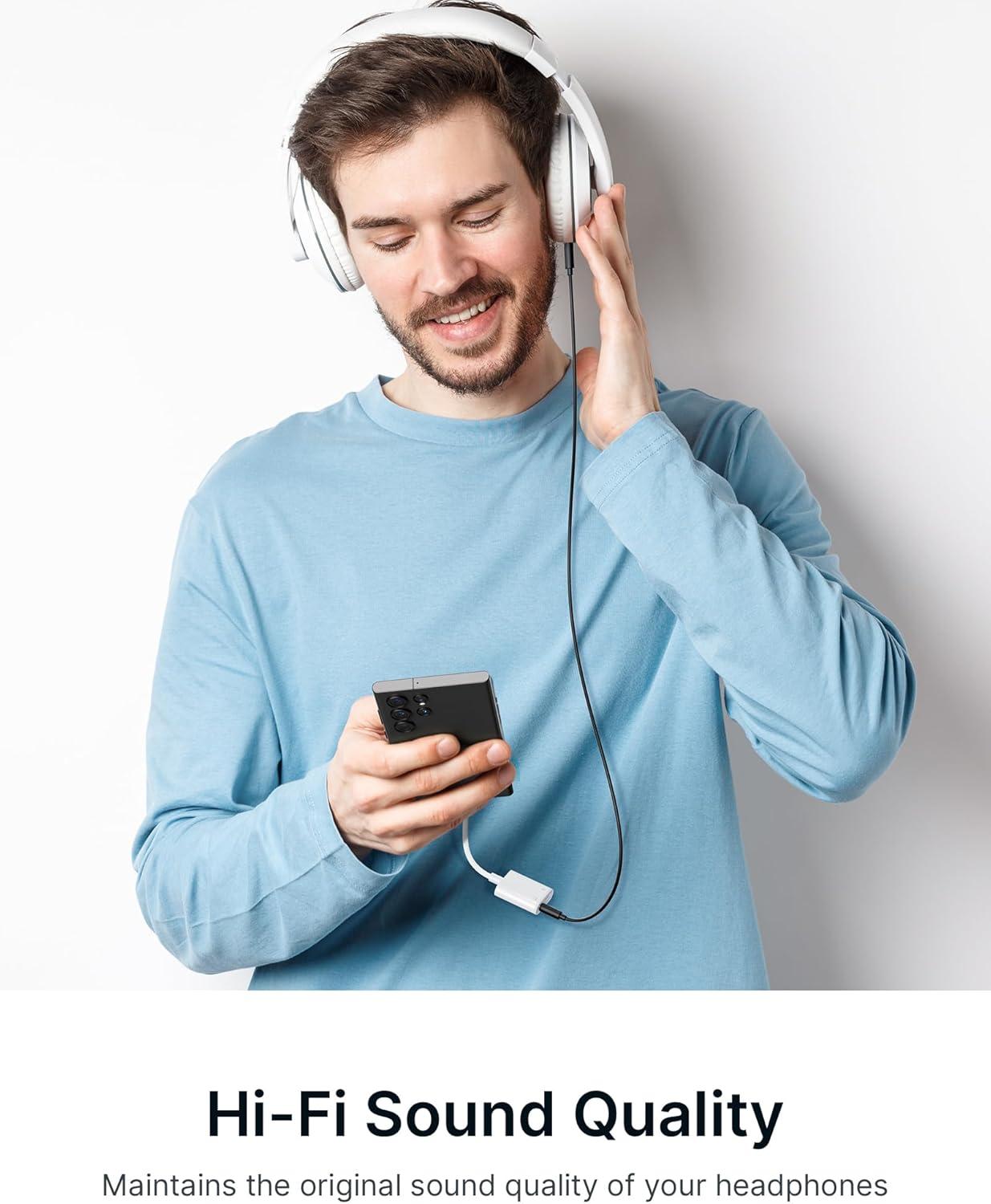 imageJSAUX USB C to 35mm Headphone and Charger Adapter 2 in 1 USB Type C to Aux Audio Jack with PD 60W Fast Charging Dongle for Stereo Earbuds Compatible with iPhone 15 Pro Samsung S242322 iPad Pro