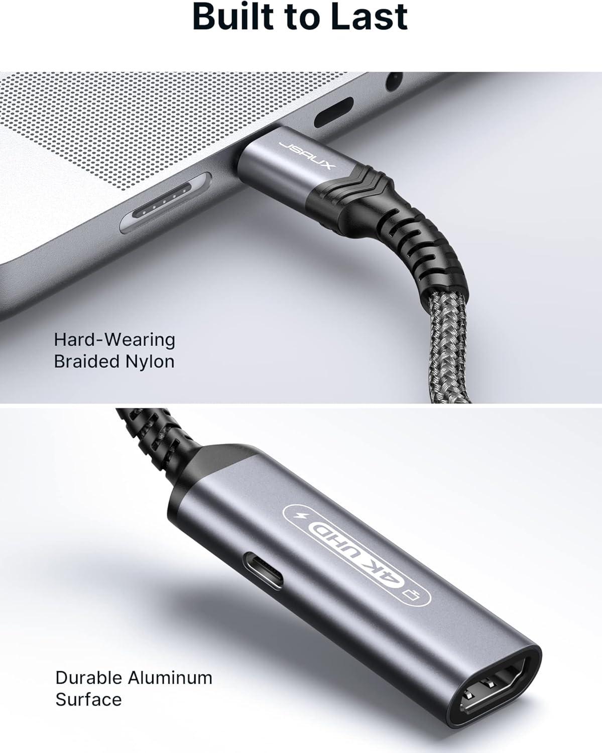 imageJSAUX USB C to Digital AV Adapter 2in1 USB C to HDMI 4K30Hz ampamp100W Charge Compatible with iPhone 17 Pro MaxAir16 Pro Max1615 Pro Max15 ProMacBookSamsung S2423DellSteam DeckROG Ally4K60Hz