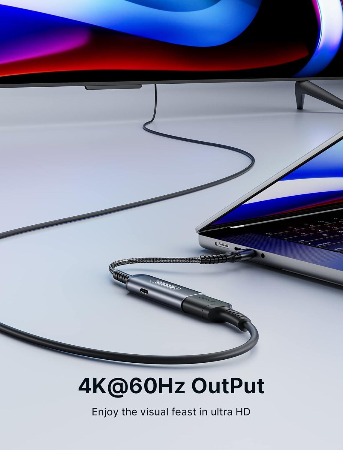 imageJSAUX USB C to Digital AV Adapter 2in1 USB C to HDMI 4K30Hz ampamp100W Charge Compatible with iPhone 17 Pro MaxAir16 Pro Max1615 Pro Max15 ProMacBookSamsung S2423DellSteam DeckROG Ally4K60Hz