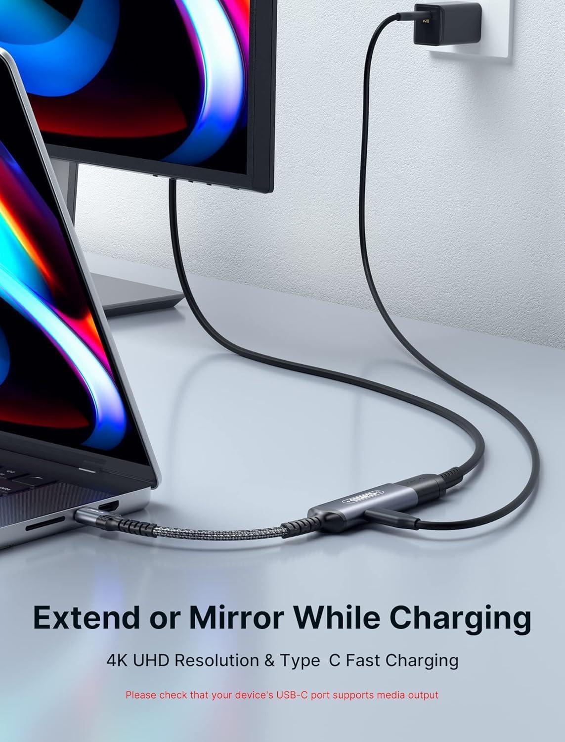 imageJSAUX USB C to Digital AV Adapter 2in1 USB C to HDMI 4K30Hz ampamp100W Charge Compatible with iPhone 17 Pro MaxAir16 Pro Max1615 Pro Max15 ProMacBookSamsung S2423DellSteam DeckROG Ally4K60Hz