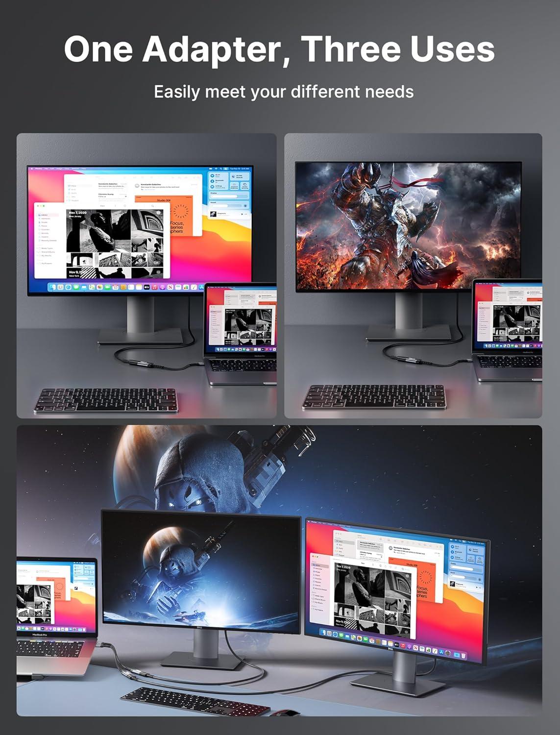 imageJSAUX USB C to DisplayPort 14 Adapter 8K60Hz 4K144Hz 120Hz 2K240Hz Dynamic HDR 3D Thunderbolt43 to Display Port Compatible with Oculus Rift S MacBook Pro Reverb G2 Dell XPS Surface Pro