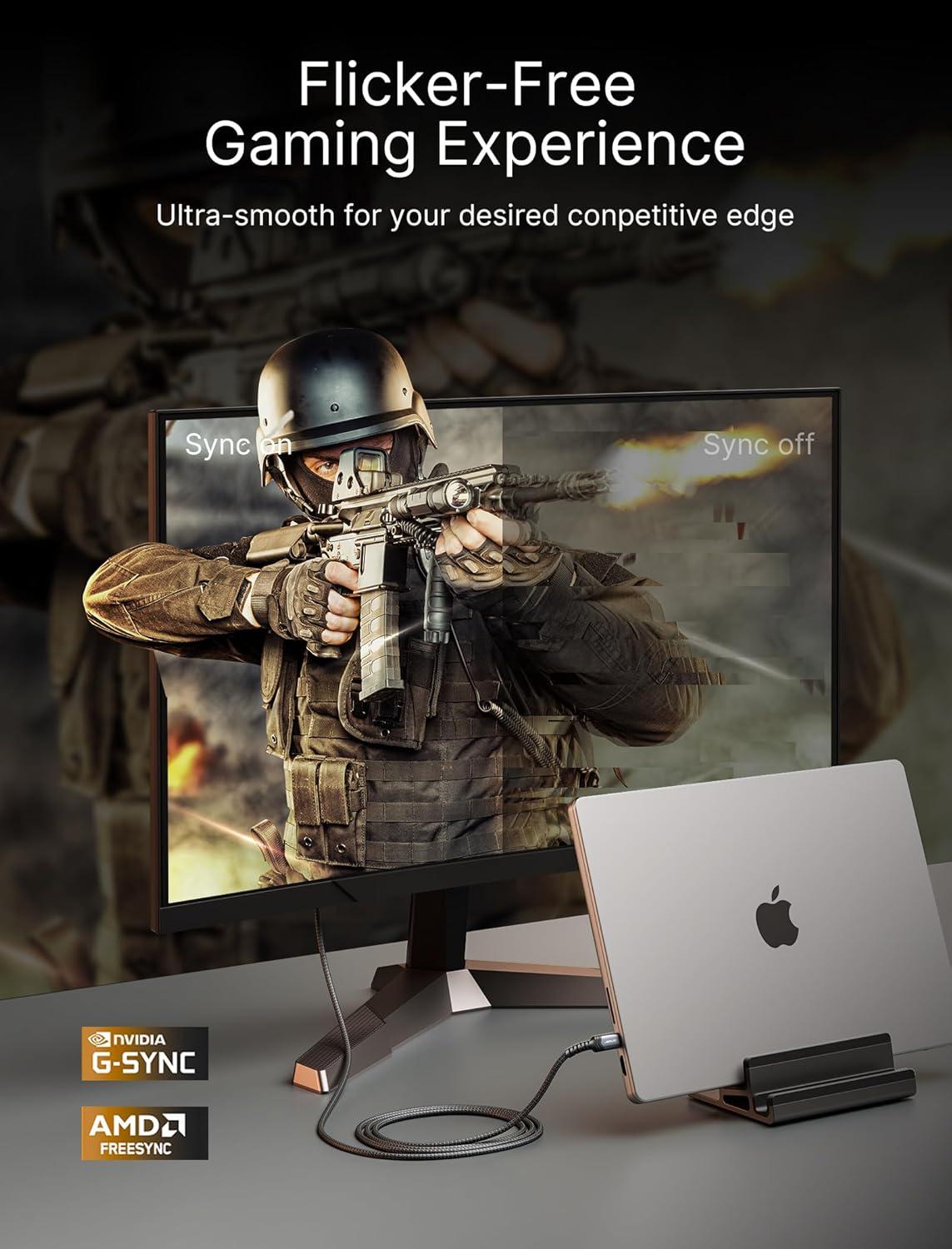 imageJSAUX USB C to DisplayPort 14 Cable 8K60Hz 4K144Hz 2K240Hz Type C to DP 14 Cable 324 Gbps Compatible with MacBook ProAir iPad Pro Odyssey G8 G966FT66FT