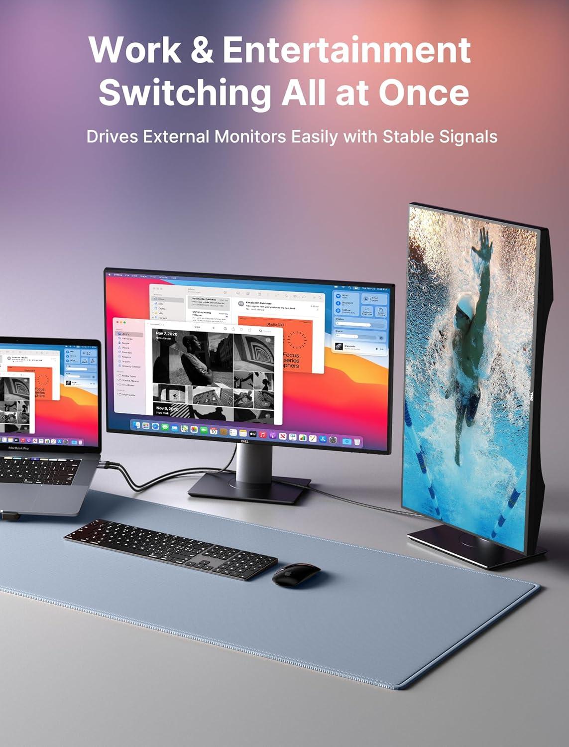 imageJSAUX USB C to DisplayPort 14 Cable 8K60Hz 4K144Hz 2K240Hz Type C to DP 14 Cable 324 Gbps Compatible with MacBook ProAir iPad Pro Odyssey G8 G966FT66FT