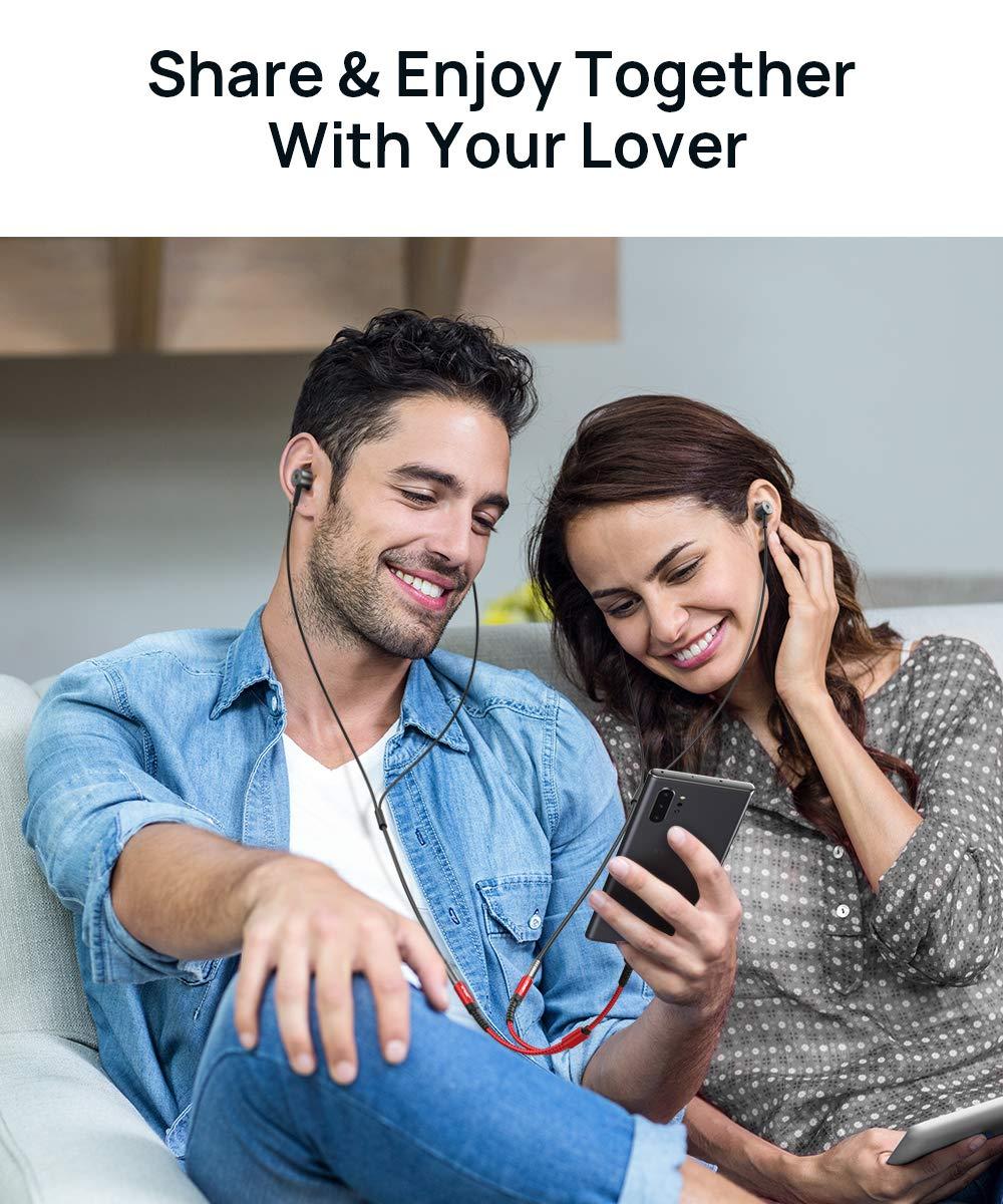 imageJSAUX USB C to Dual 35mm Female Headphone Splitter Type C to Dual 35mm Female Aux Y Jack Headphone Adapter Compatible with iPhone 16 Pro Max15 Pro Max Galaxy S2423 Ultra Pixel iPad ProRedRed