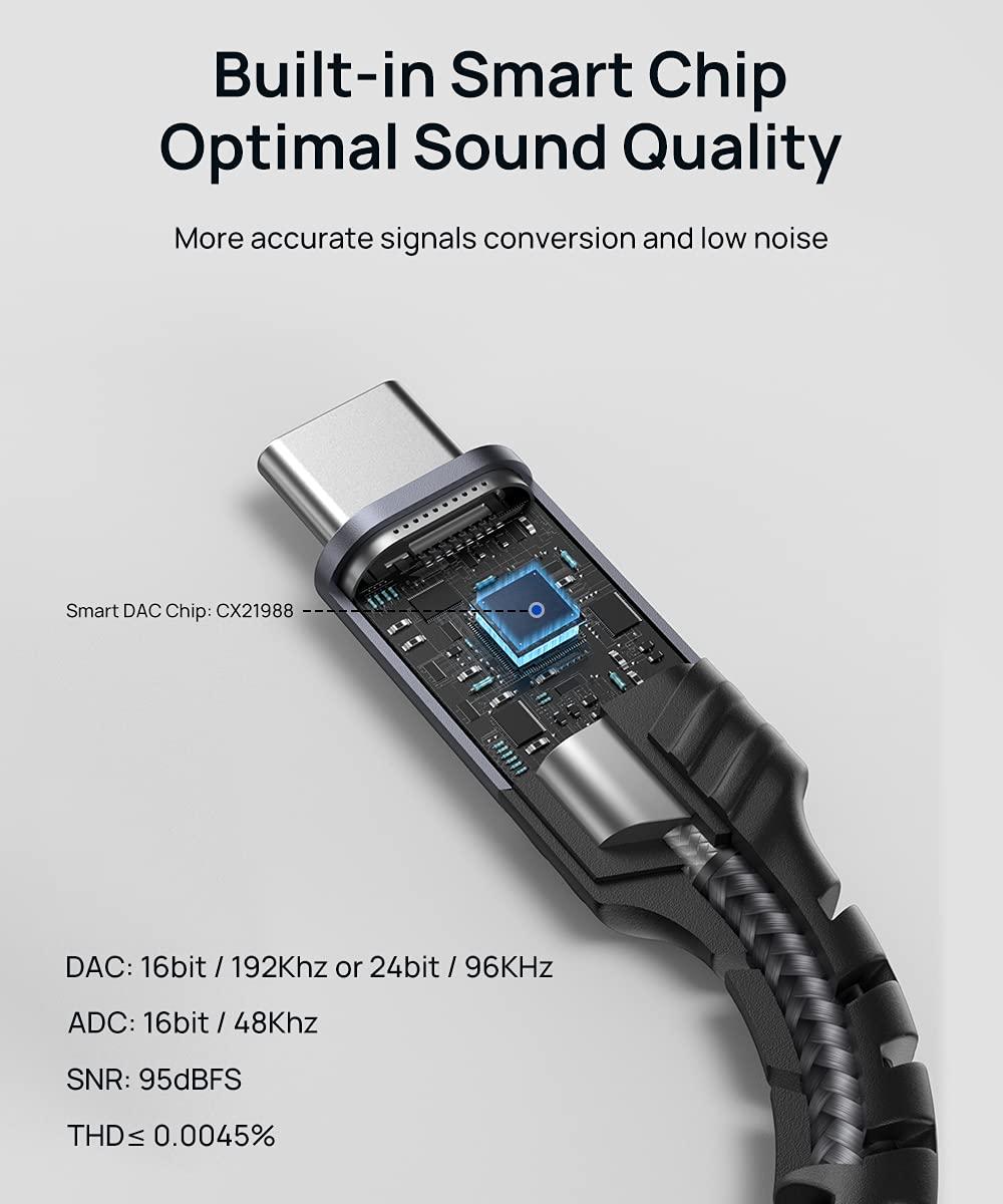 imageJSAUX USB C to Dual 35mm Female Headphone Splitter Type C to Dual 35mm Female Aux Y Jack Headphone Adapter Compatible with iPhone 16 Pro Max15 Pro Max Galaxy S2423 Ultra Pixel iPad ProRedGrey