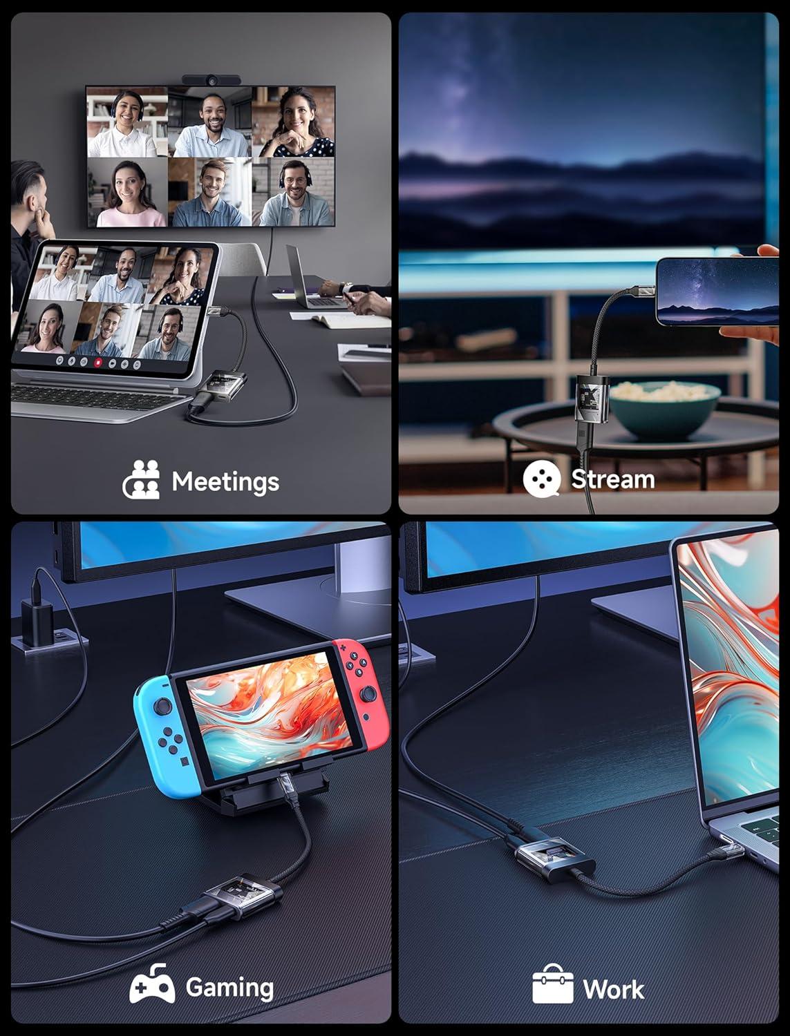 imageJSAUX USB C to HDMI Adapter 4K60Hz for iPhone 16 to TV 2in1 Digital AV Sync Connector Compatible with iPhone 1616 Pro16 Pro Max15 Pro Max MacBook Samsung S2423 Dell Steam Deck ROG Ally