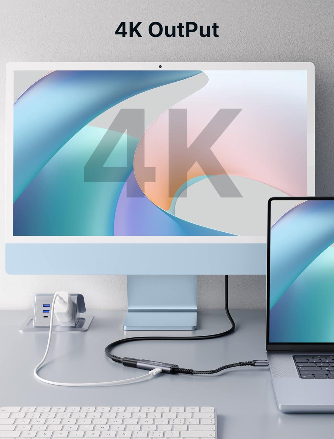 imageJSAUX USB C to HDMI with PD Charger Adapter 2in1 Type C to HDMI 4K30Hz100W Charging Compatible with iPhone 17 Pro MaxAir 16 Pro Max15 Pro MaxSamsung S24S23MacBookDellSteam DeckROG Ally06ft