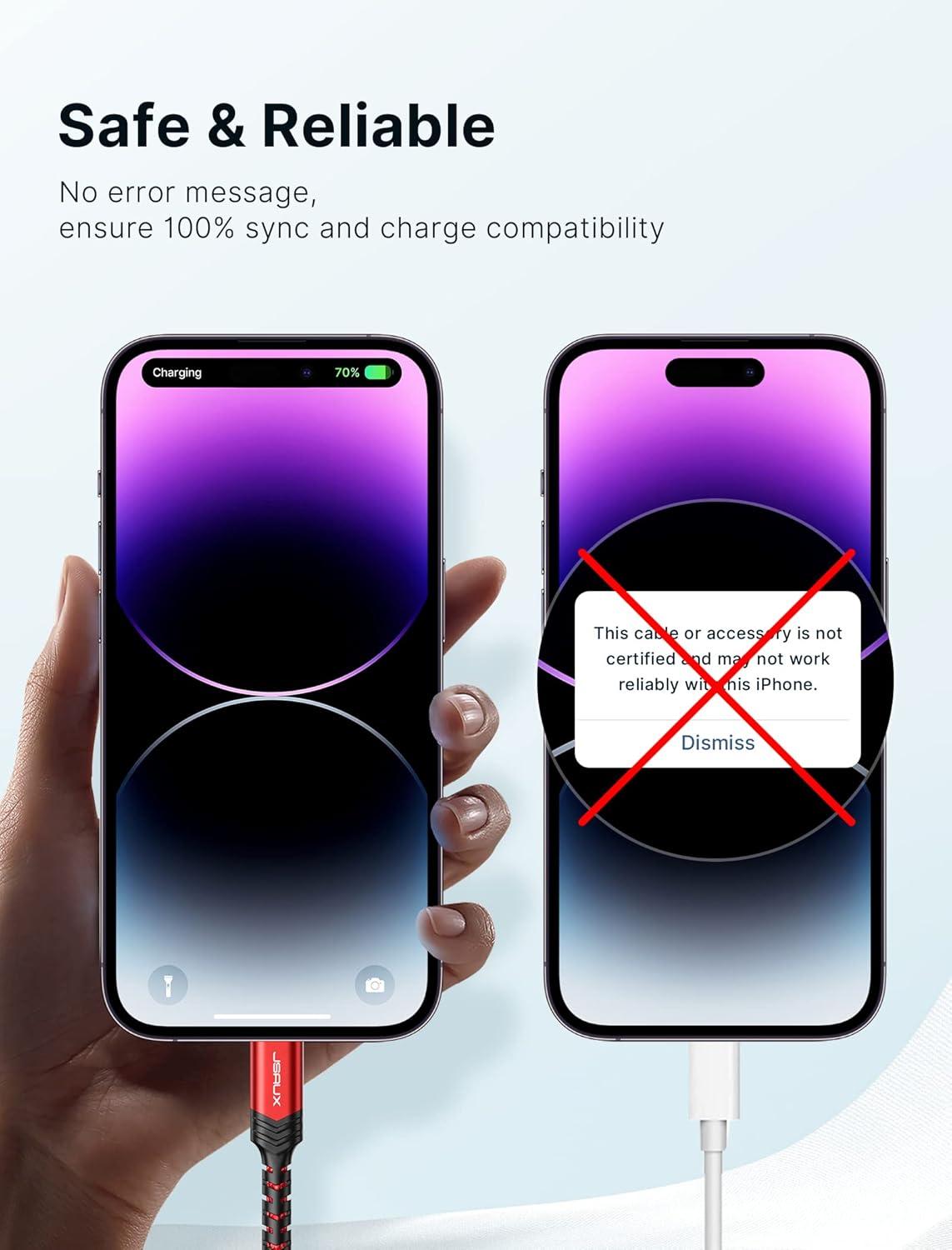 imageJSAUX USB C to Lightning Cable 6FT Apple MFi Certified iPhone Cord Compatible with iPhone 1414 Plus14 Pro14 Pro Max1313 Mini13 Pro13 Pro Max12 Pro Max11 Pro Max  RedRed