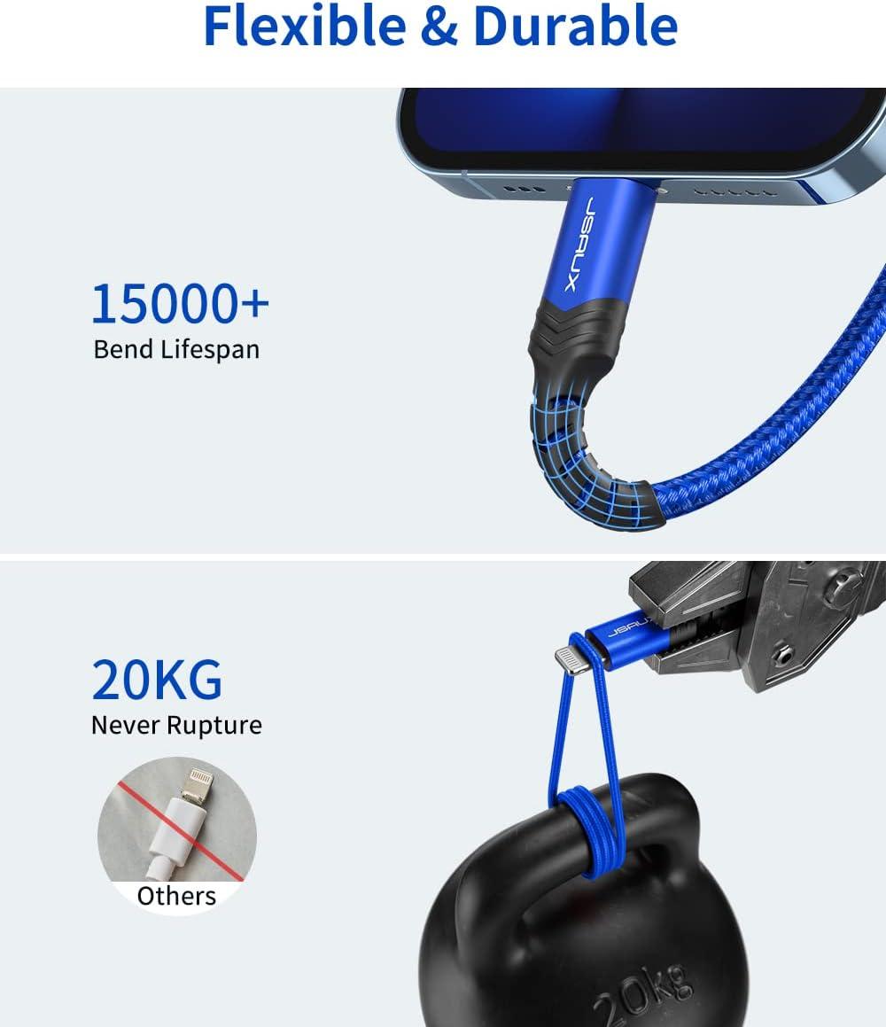 imageJSAUX USB C to Lightning Cable 6FT Apple MFi Certified iPhone Cord Compatible with iPhone 1414 Plus14 Pro14 Pro Max1313 Mini13 Pro13 Pro Max12 Pro Max11 Pro Max  RedBlue