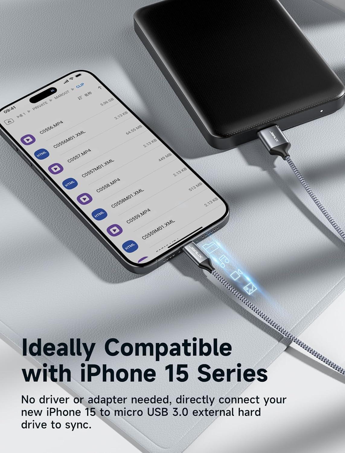 imageJSAUX USB C to Micro B Cable 2 Pack 33ft66ft Type C to Micro B Hard Drive Cable Nylon Braided Cord Compatible with ToshibaSeagateWD External Hard Drive MacBook pro and Galaxy S8S9S10 Grey33ft66ft