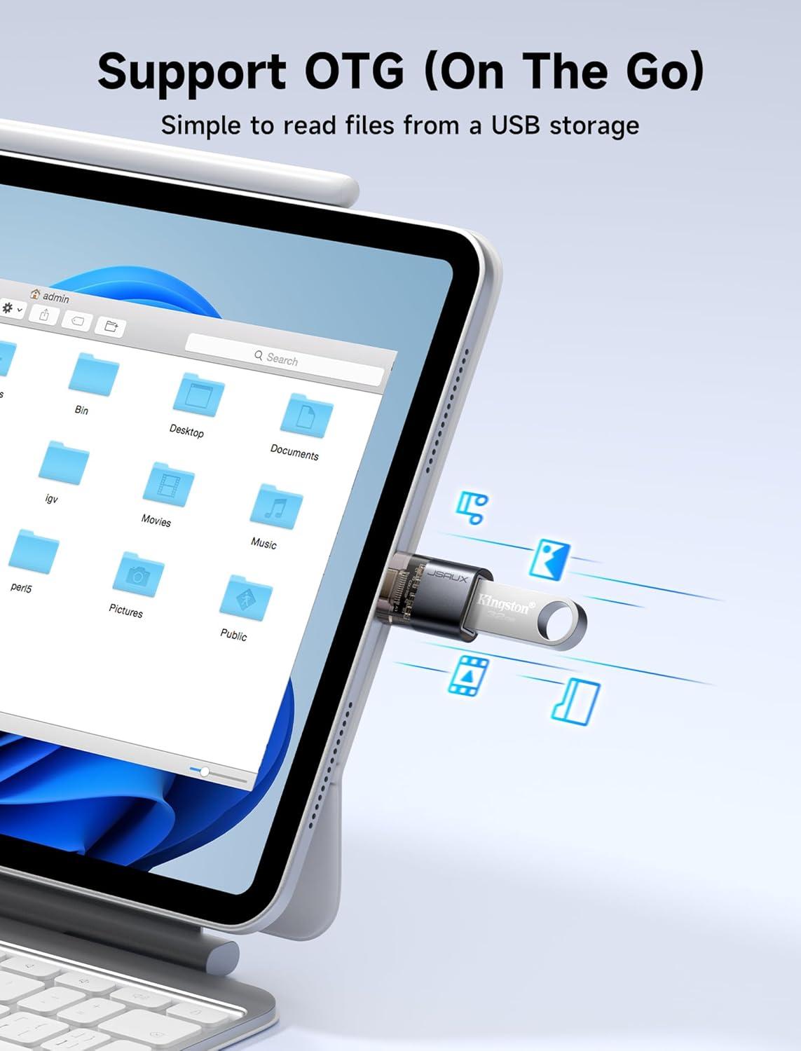 imageJSAUX USB C to USB Adapter 3 Pack Type C Male to Female 30 Compatible With MacBook ProAir iPhone 15 Samsung Galaxy S24S23S22S21 All USB C DevicesBlackBlack