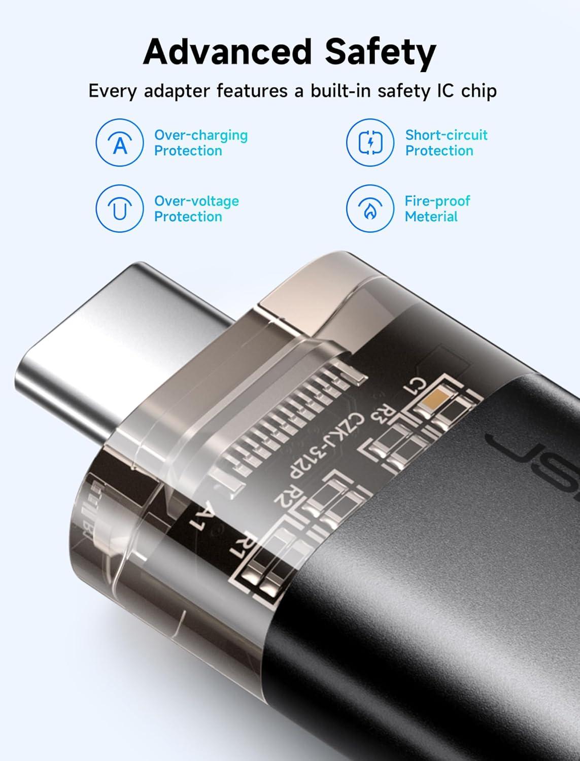 imageJSAUX USB C to USB Adapter 3 Pack Type C Male to Female 30 Compatible With MacBook ProAir iPhone 15 Samsung Galaxy S24S23S22S21 All USB C DevicesBlackBlack