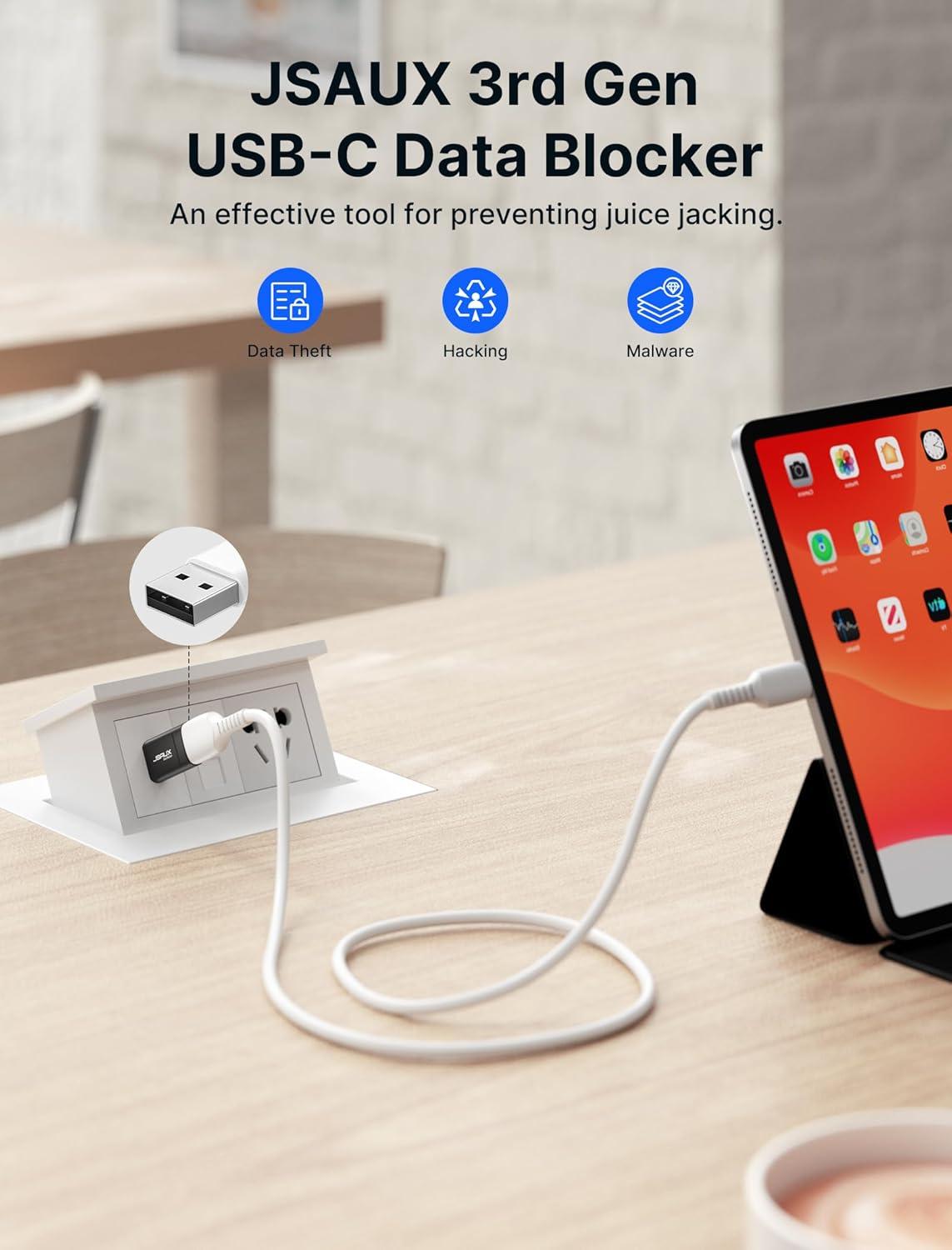 imageJSAUX USB Data Blocker 4Pack USB A Defender Only for Quick Charge Protect Against Juice Jacking Refuse Hacking Provide Safe Charging RedBlack