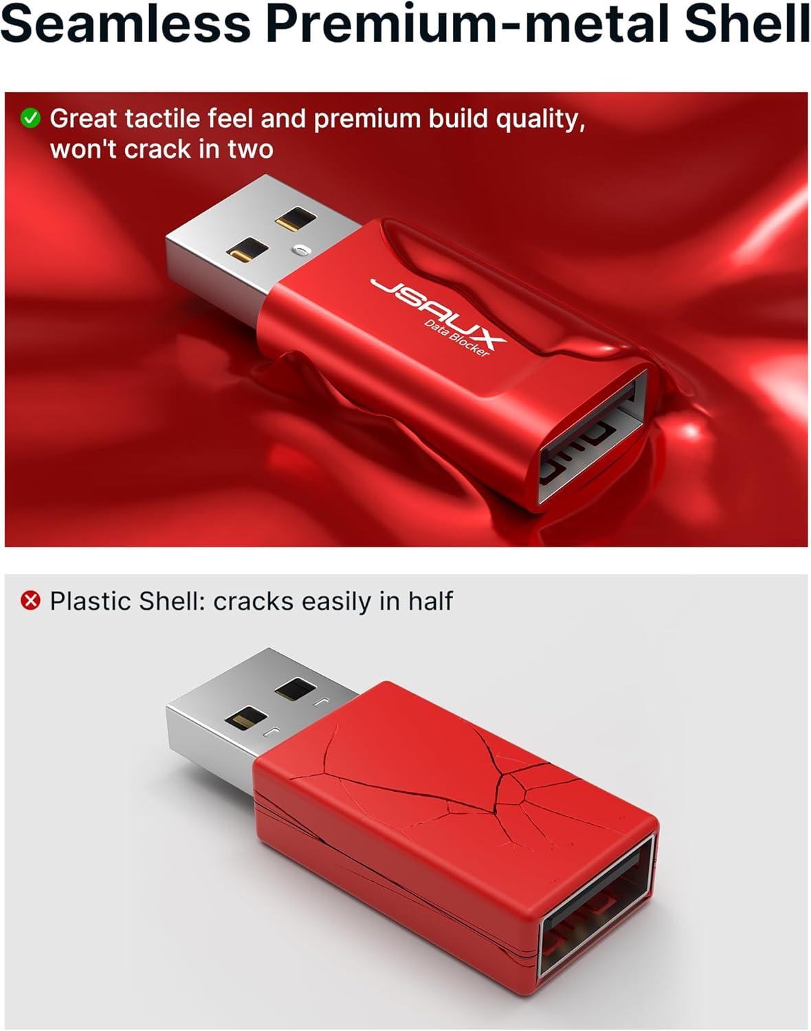imageJSAUX USB Data Blocker 4Pack USB A Defender Only for Quick Charge Protect Against Juice Jacking Refuse Hacking Provide Safe Charging RedRed
