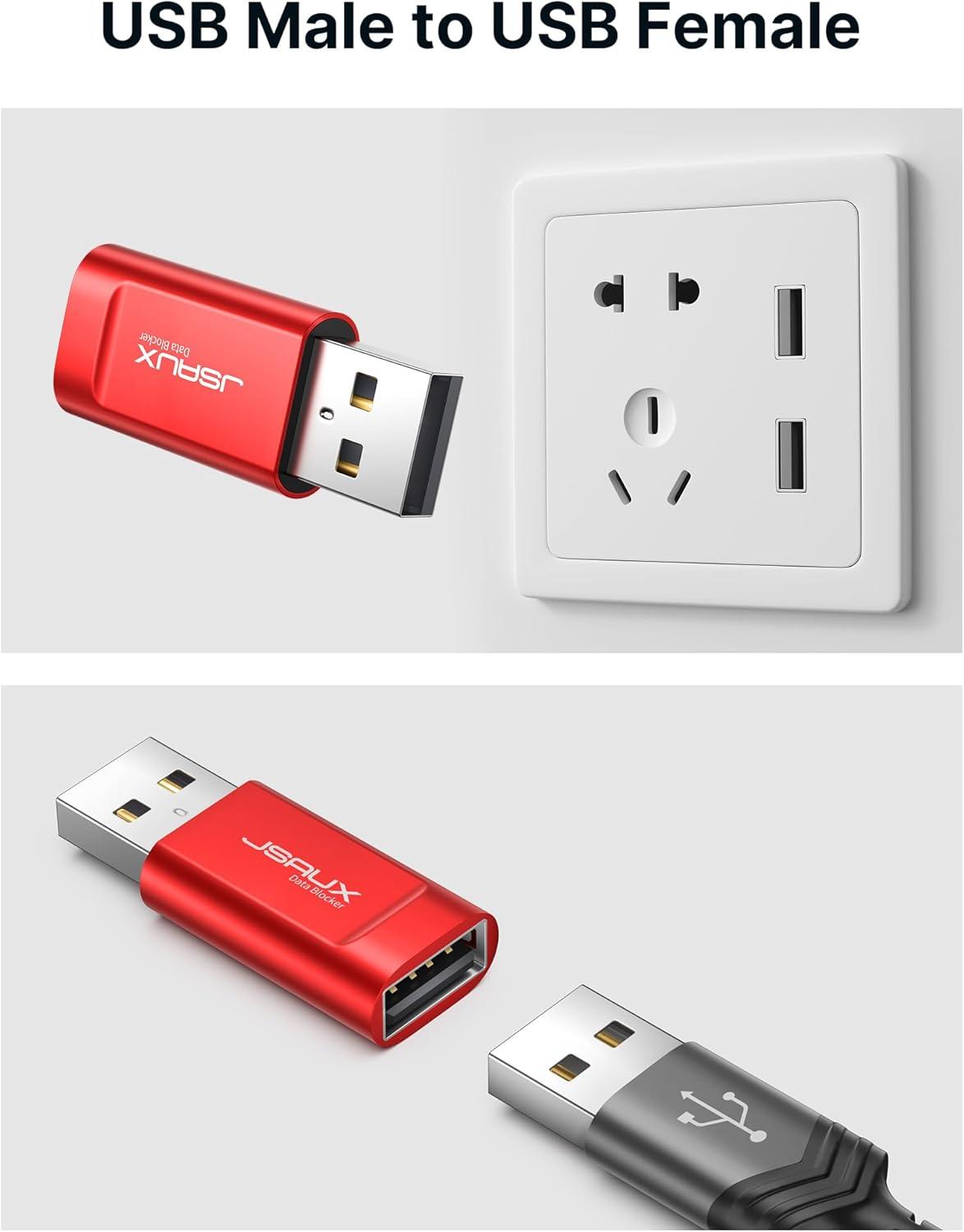 imageJSAUX USB Data Blocker 4Pack USB A Defender Only for Quick Charge Protect Against Juice Jacking Refuse Hacking Provide Safe Charging RedRed