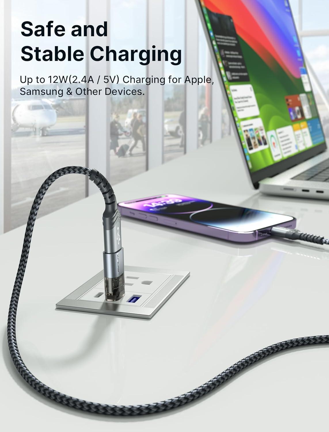 imageJSAUX USB Data Blocker2Pack Transparent 2in1 USB A Male to USB A ampamp USB C Female Data Blocker Only for Charge Protect Against Juice Jacking Refuse Hacking Provide Safe ChargingGrey