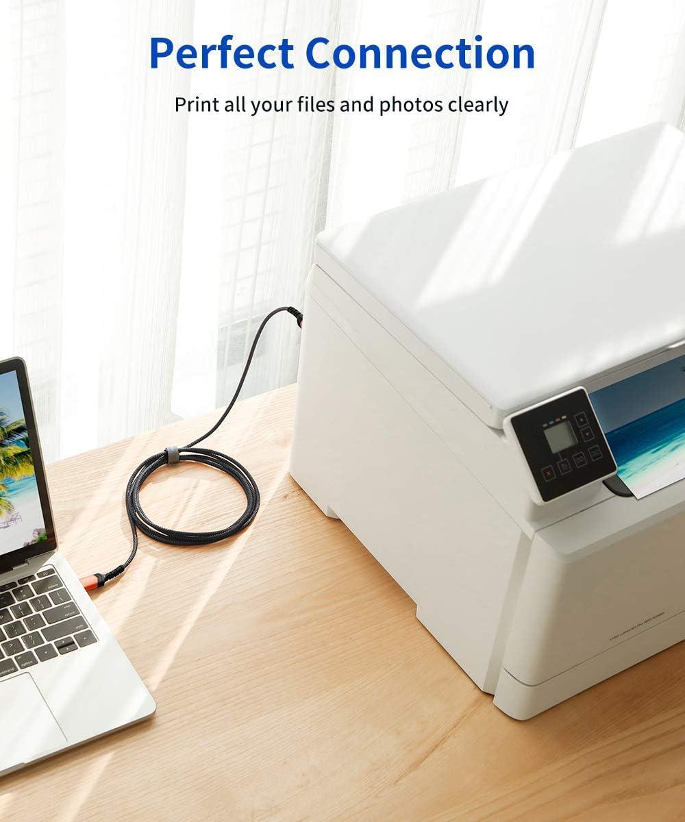 imageJSAUX USB Printer Cable 10ft Type A Male to B Male Scanner Cord USB B Cable High Speed for HP Canon Epson Dell Brother Lexmark Xerox Samsung etc and Piano DACBlack