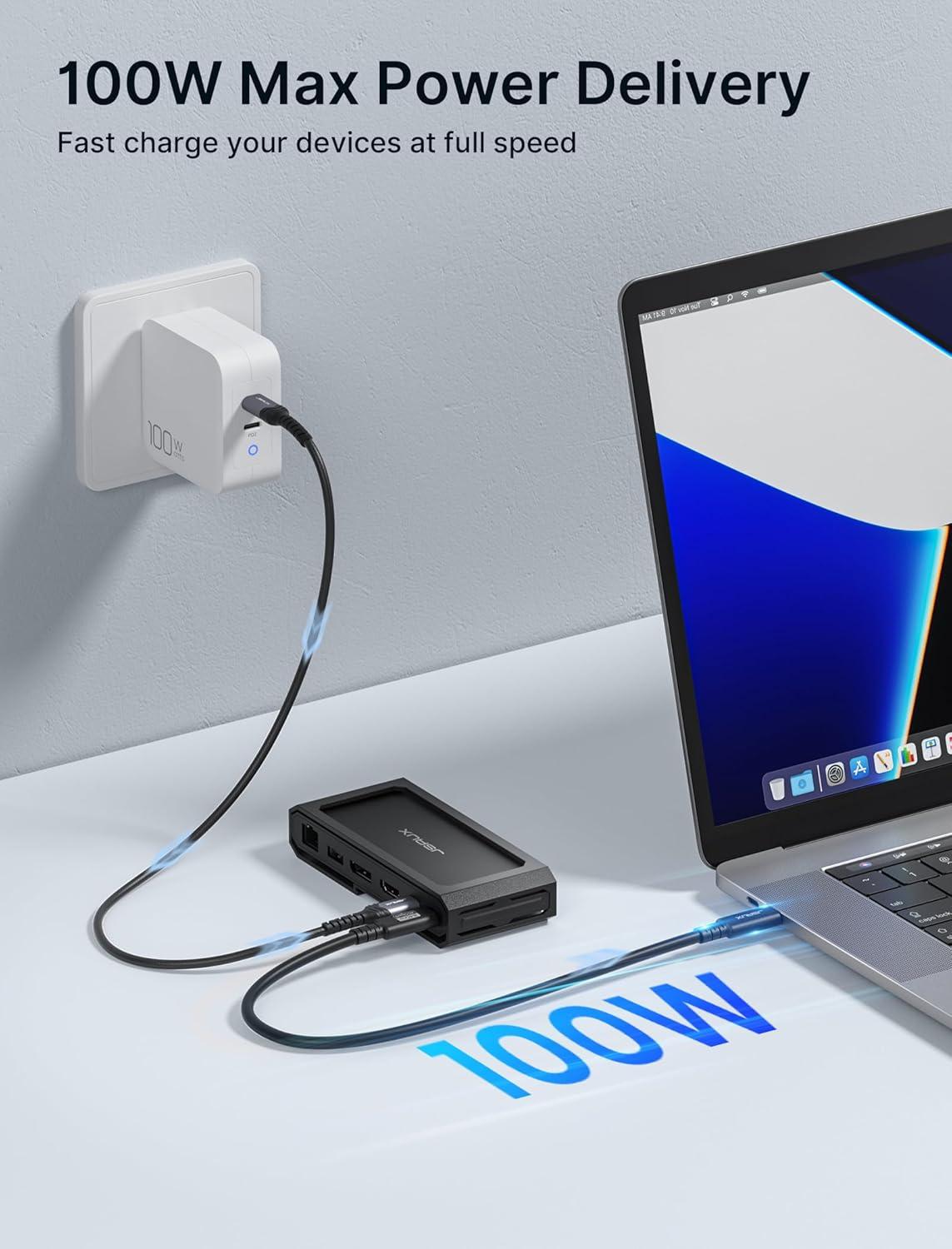 imageJSAUX USBC Laptop Docking Station 11in1 Dock with 8K30Hz HDMI and DP 100W PD USB C and 3 USB A Gigabit Ethernet 35mm Audio SDTF Reader Compatible with Steam Deck MacBookROG AllyHB1101