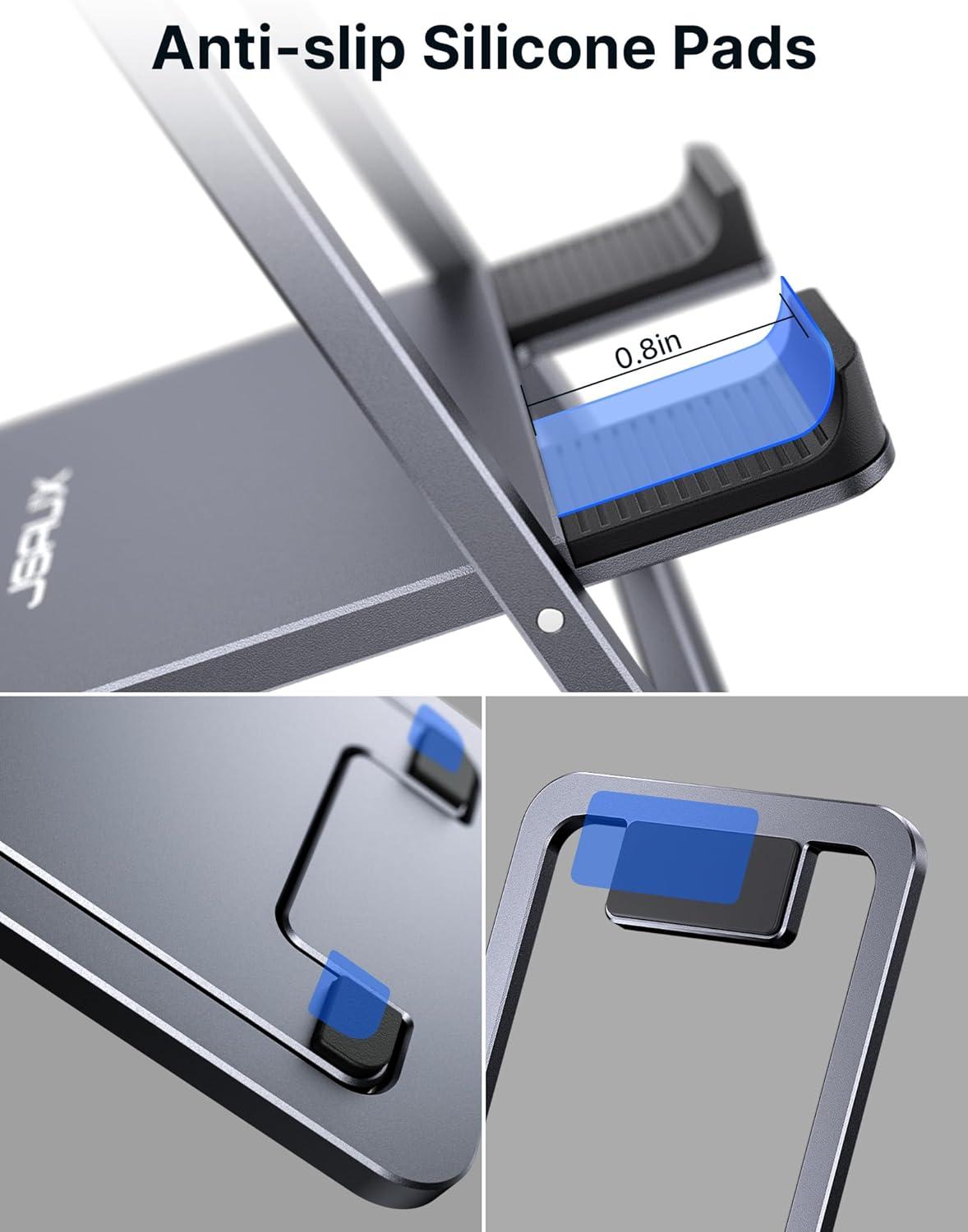 imageJSAUX Universal Tablet Stand Portable Foldable Tablet Holder for Desk Compatible with iPad miniAir Samsung Galaxy Tab Kindle Fire Steam Deck Switch 2 ROG Ally iPhone and Other TabletsGrayGray