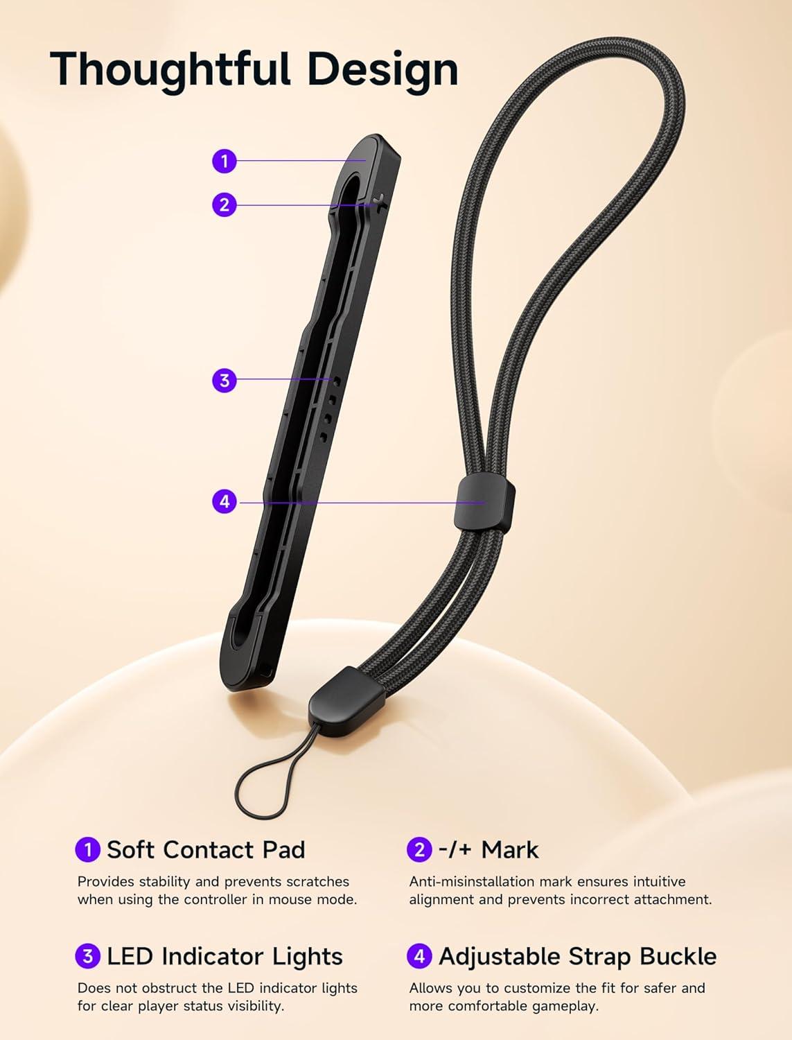 imageJSAUX Wrist Strap for Nintendo Switch 2 JoyCon Nintendo Switch 2025 Accessories with Adjustable Wrist Strap for Mouse Mode ampamp Sports Games Smooth Desk Movement Easier Control and Portability