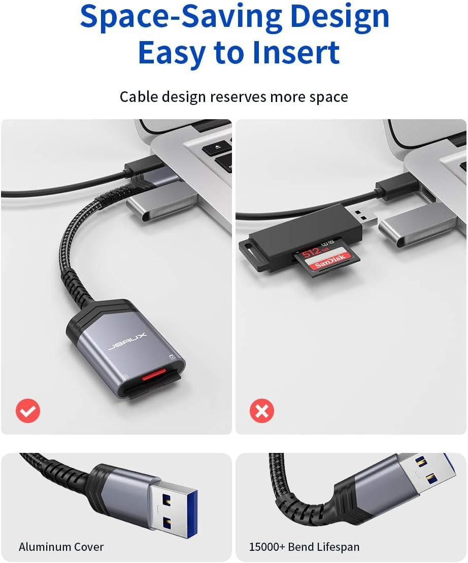imageSD Card Reader JSAUX USB 30 SD to SDMicro Card Adapter 5Gbps 2TB Capacity TF SD Micro SD SDXC SDHC MMC RSMMC Micro SDXC Micro SDHC UHSI for Windows Linux Chrome Read 2 Cards SimultaneouslyGrey