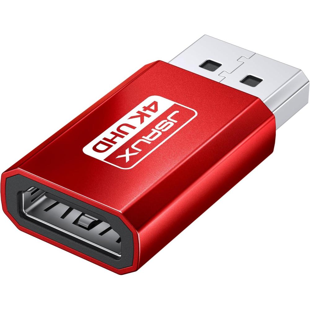 imageJSAUX 4K DisplayPort to HDMI Adapter 2Pack DP PC to HDMI Monitor Converter Video UHD 2K120Hz4K30 DP to HDTV Male to Female UniDirectional Adapter Compatible with Dell Lenovo HPGPU AMD GreyRed