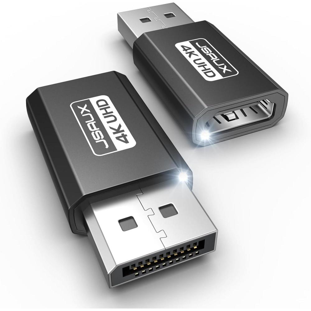 imageJSAUX 4K DisplayPort to HDMI Adapter 2Pack DP PC to HDMI Monitor Converter Video UHD 2K120Hz4K30 DP to HDTV Male to Female UniDirectional Adapter Compatible with Dell Lenovo HPGPU AMD GreyBlack