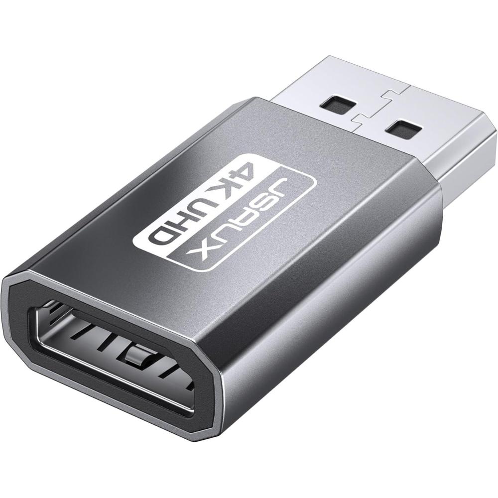 imageJSAUX 4K DisplayPort to HDMI Adapter 2Pack DP PC to HDMI Monitor Converter Video UHD 2K120Hz4K30 DP to HDTV Male to Female UniDirectional Adapter Compatible with Dell Lenovo HPGPU AMD GreyGrey