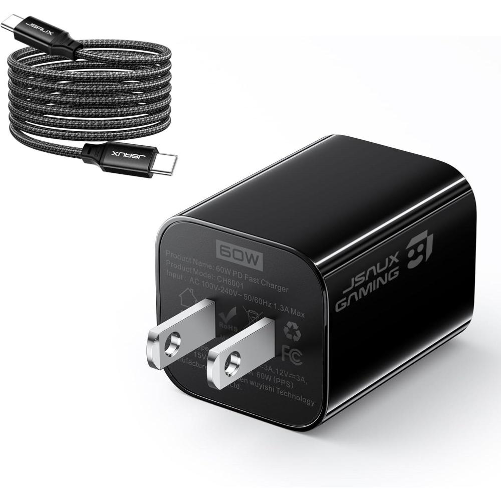 imageJSAUX 60W USB C Charger for Nintendo Switch 2 Support TV Mode Portable Charger with 66ft Cable GaN PD 30 Fast Charging Compatible with Nintendo Switch2SwitchOLEDLiteSteam Deck