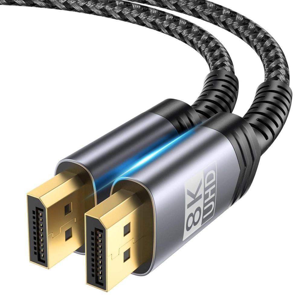 imageJSAUX 8K Displayport Cable 14 DP to DP Cable 66ft8K60Hz 2K240Hz 4K144Hz 324Gbps Compatible with Gaming Laptop TV PC Computer MonitorRedGrey