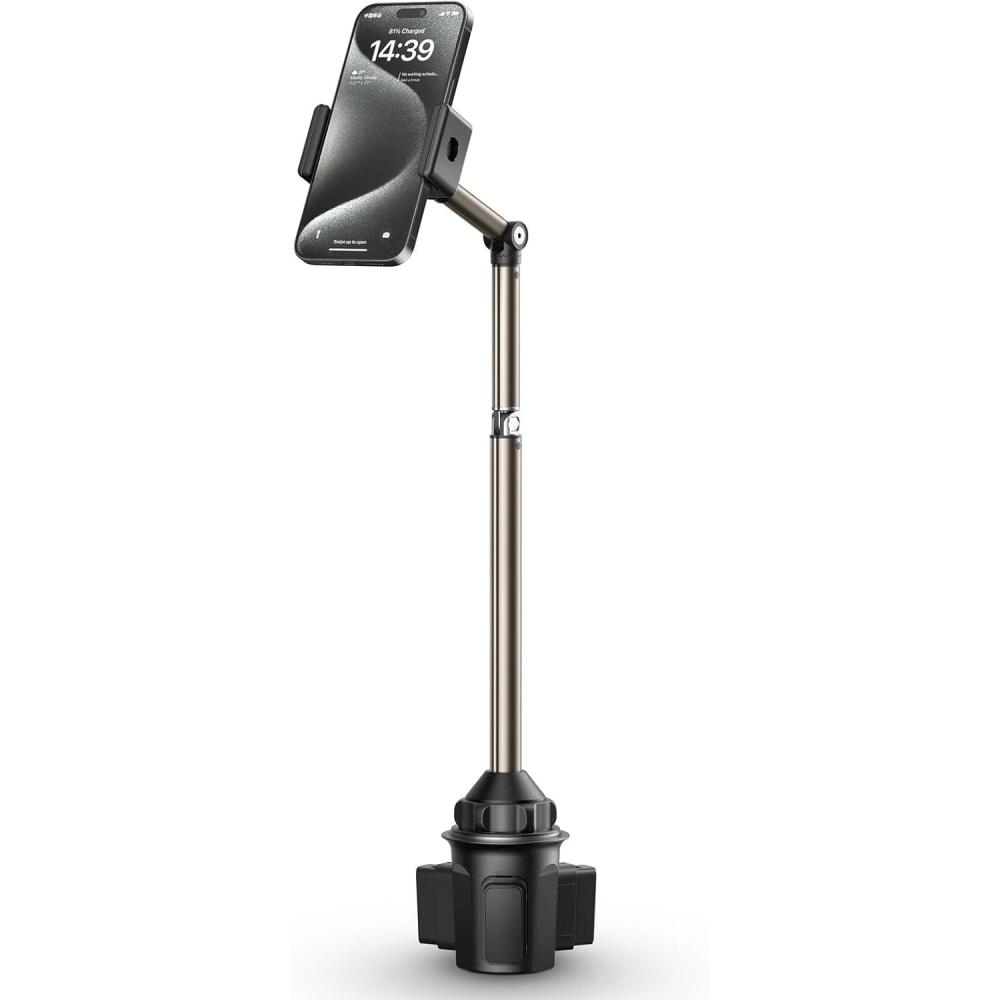 imageJSAUX Car Cup Holder Cellphone Mount Metal LongArm Ultra Stable Phone Holder for Car Cupholders  Adjustable for iPhone 16 15 Pro Max 13 12 11 Samsung Galaxy S24 S23 Ultra Google Pixel 9 ProClipMount