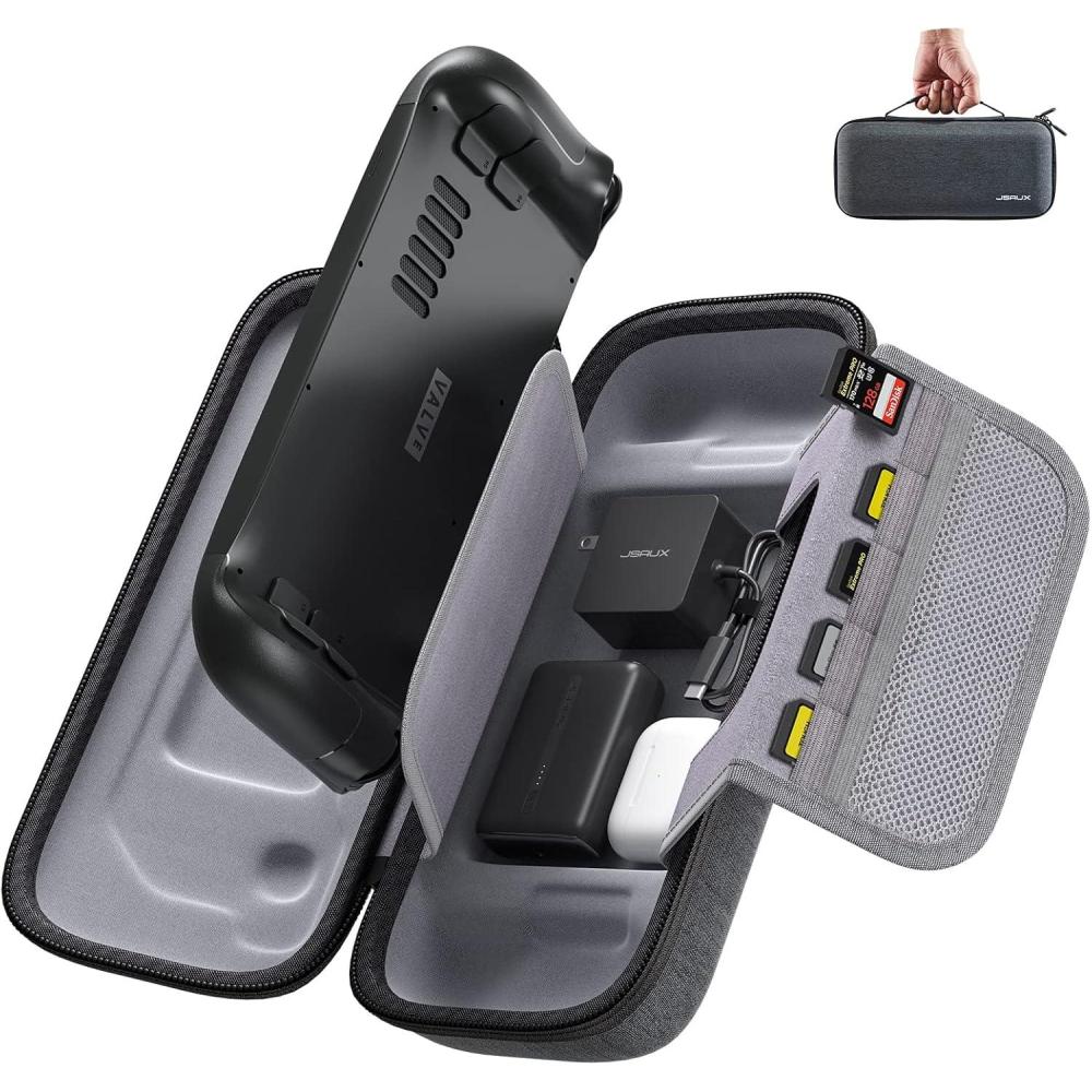imageJSAUX Carrying Case Compatible with Steam Deck OLED Protective Hard Shell Bag Builtin Charger Storage Portable Travel Carrying Case for Steam Deck Console ampamp Accessories  BG0102