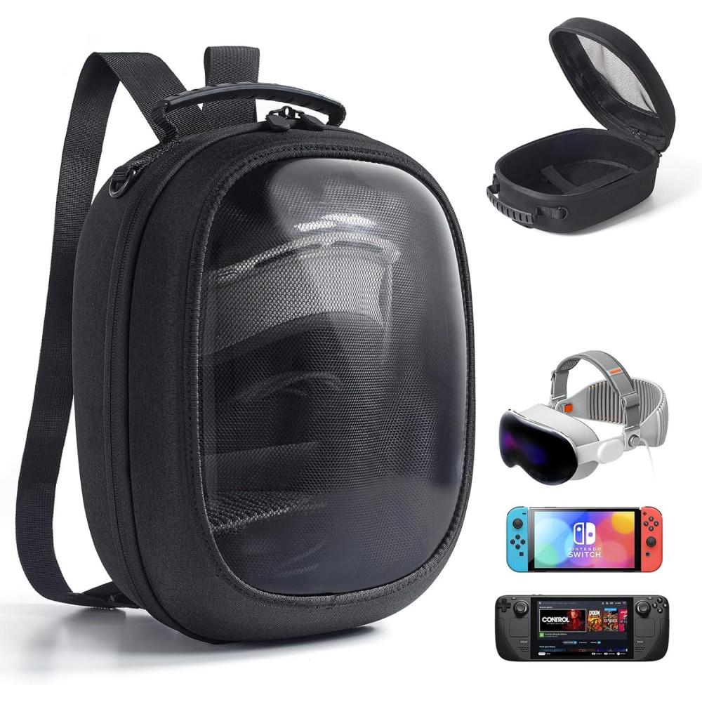 imageJSAUX Carrying Case Compatible with Vision ProMeta Quest 3S3 Oculus Quest 2 Switch 2Steam Deck Include Accessories Travel Case Compatible With Virtual Reality Headsets and Handheld ConsolesBlack