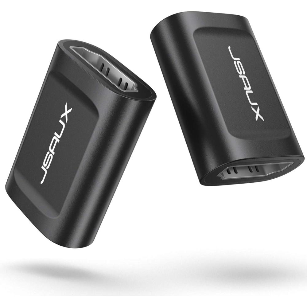 imageJSAUX HDMI Coupler Female to Female 2 Pack 4K HDR HDMI Extension Connector Adapter Aluminum Alloy for HDTV Roku Stick Computer PC Monitor Laptop Projector DVD Player PS 43Greyblack