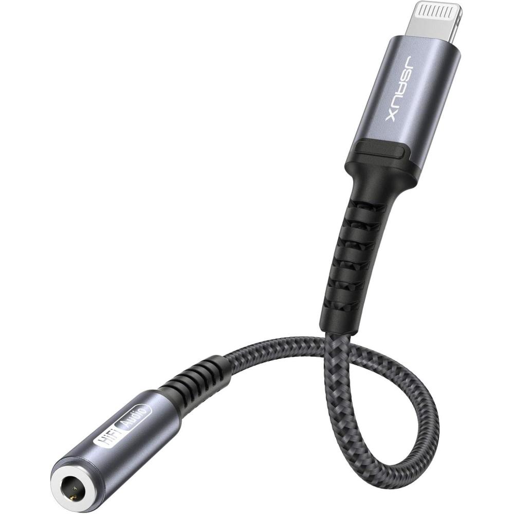 imageJSAUX Headphone Adapter for iPhone Lightning to 35mm Adapter Apple MFi Certified Compatible with iPhone 14 Pro Max14 Plus13 12 11 Pro MaxSEXSGray