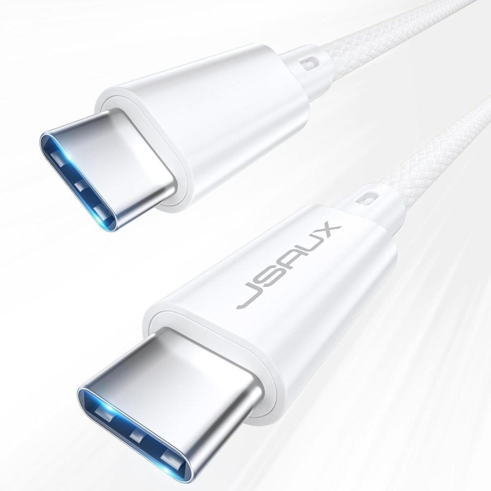 imageJSAUX Long USB C to USB C 32 Gen 2 Cable 20Gbps Data Transfer 4K Video Monitor Display 100W PD Fast Charging for iPhone 15 Pro Max MacBook ProAir Samsung Galaxy S24S23 Dell XPS iPad Pro33FTWhite