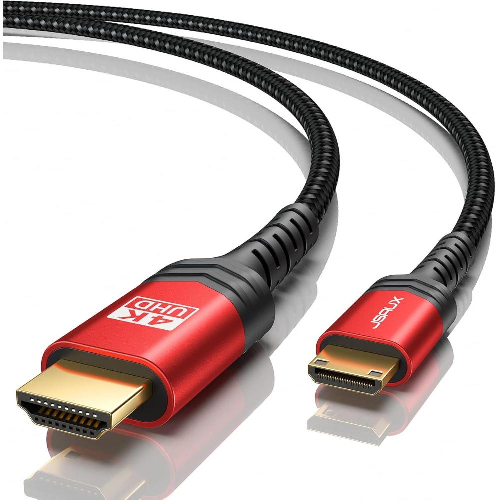 imageJSAUX Mini HDMI to HDMI Cable 6FT Aluminum Shell Braided High Speed 4K 60Hz HDMI 20 Cord Compatible with Camera Camcorder Tablet and GraphicsVideo Card Laptop Raspberry Pi Zero W GreyRed