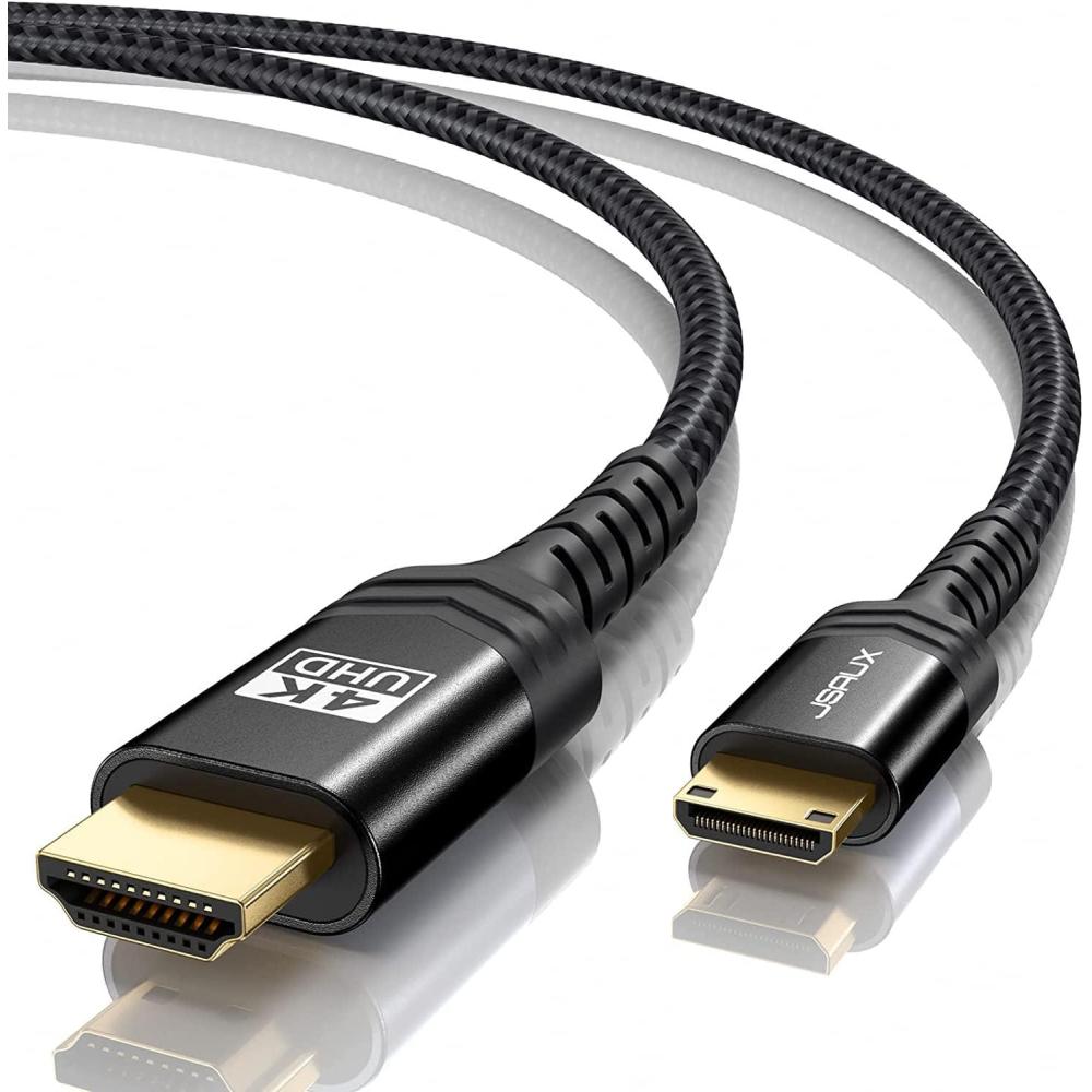 imageJSAUX Mini HDMI to HDMI Cable 6FT Aluminum Shell Braided High Speed 4K 60Hz HDMI 20 Cord Compatible with Camera Camcorder Tablet and GraphicsVideo Card Laptop Raspberry Pi Zero W GreyBlack