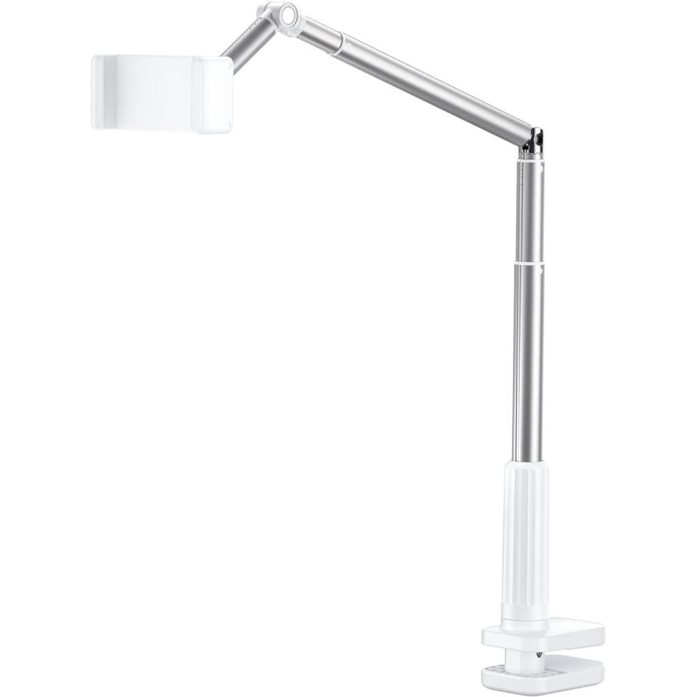 imageJSAUX Phone Holder for Desk and Bed Compatible with iPhone 16 15 14 13 12 Overhead Phone Mount Gooseneck Phone Stand Flexible 360 Lazy Long Arm Clamp Clip for Table Bedside 1Pack BlackWhite