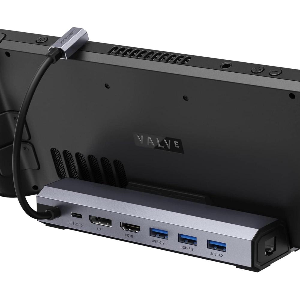 imageJSAUX Upgraded Docking Station 4K120Hz for Steam Deck OLEDROG Ally XLegion Go SMSi Claw 6in1 Steam Deck Dock with HDMI 21 Gigabit Ethernet 3 USB 30 100W Charge for Steam Deck LCDHB06037IN1