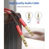 imageJSAUX 14 Inch Cable Guitar Cable 10FT Instrument Cable 635mm 14 TRS to 635mm 14 TRS Stereo Audio Cable Male to Male StraighttoStraight for Electric Guitar Bass Mandolin  Red 3MRedStraight